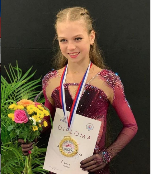Alexandra Trusova easily won the title and made history in her senior international debut at the Nepela Memorial.