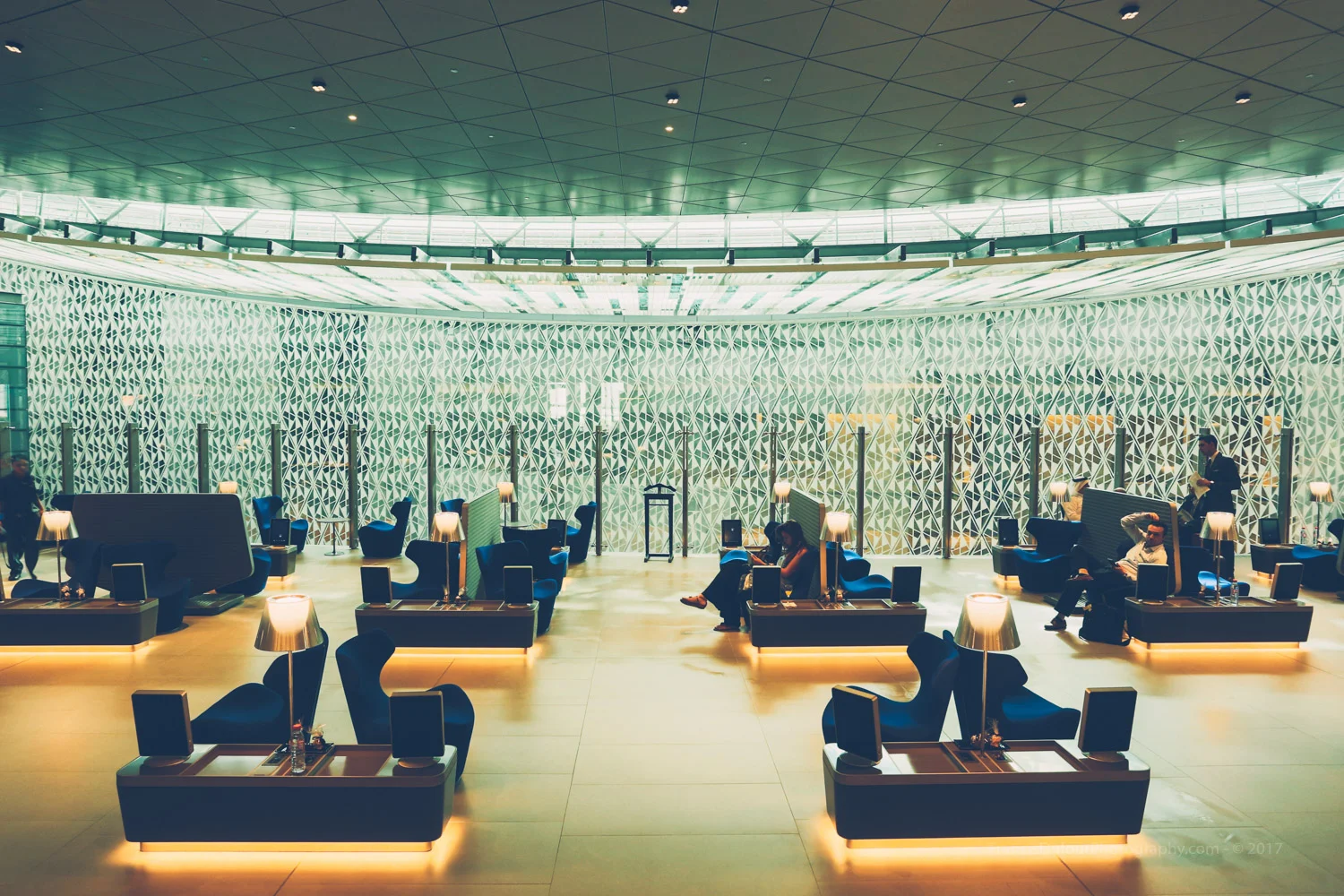 Qatar Airways Business Lounge - Hamad International Airport in Doha.