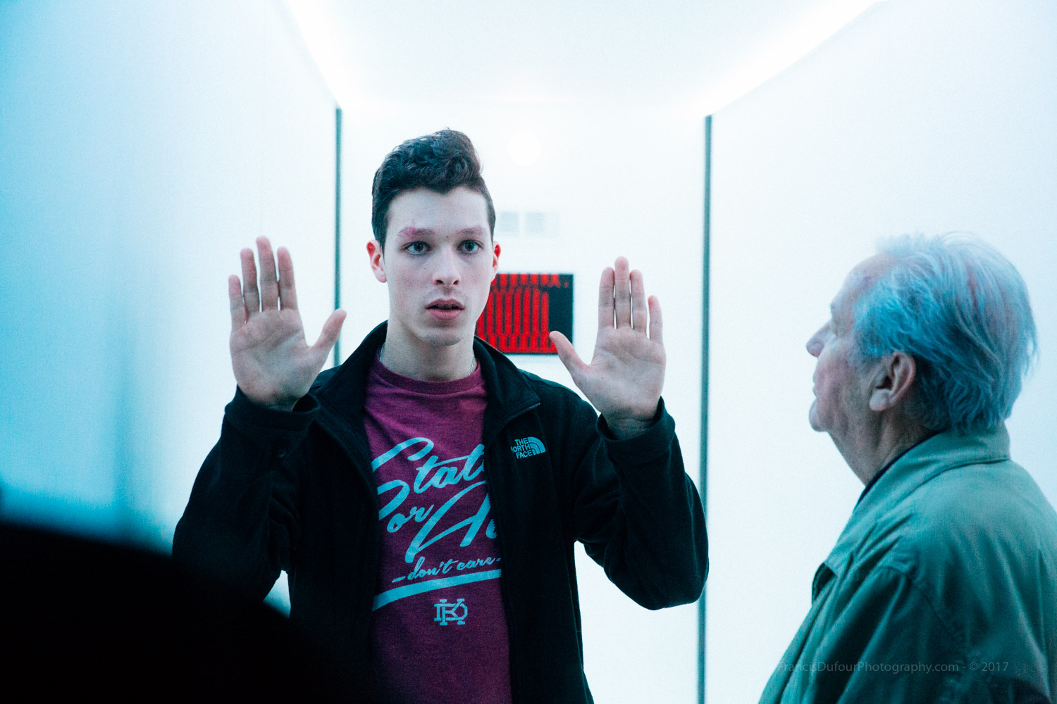 Film Director Jérémie Brochu-Dufour guiding Max Houle.