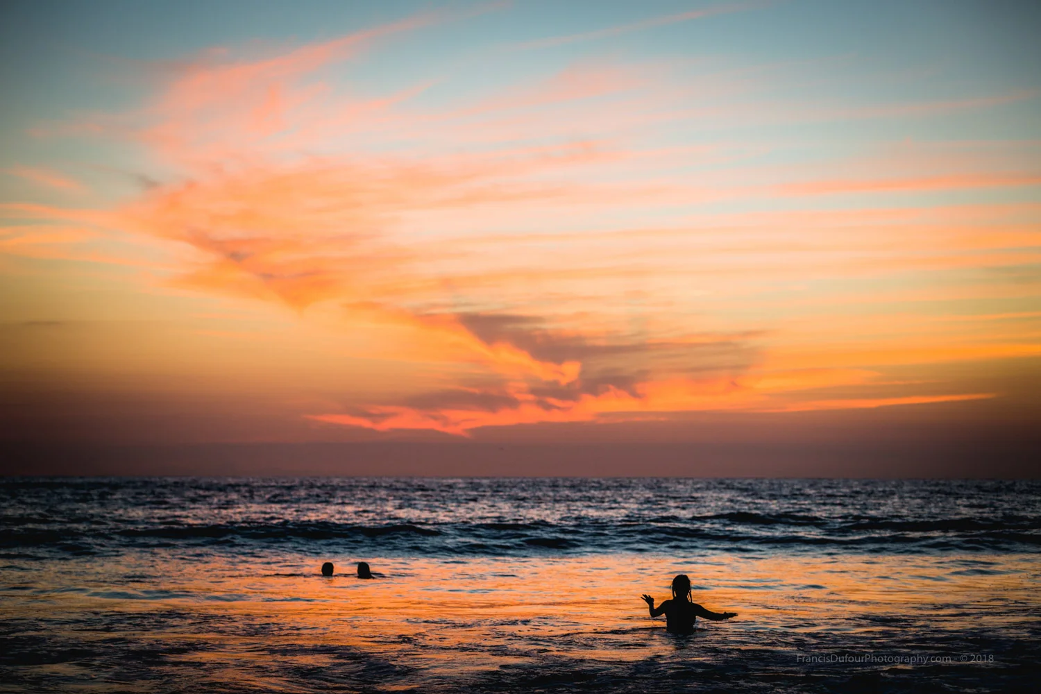 Swimming at dusk