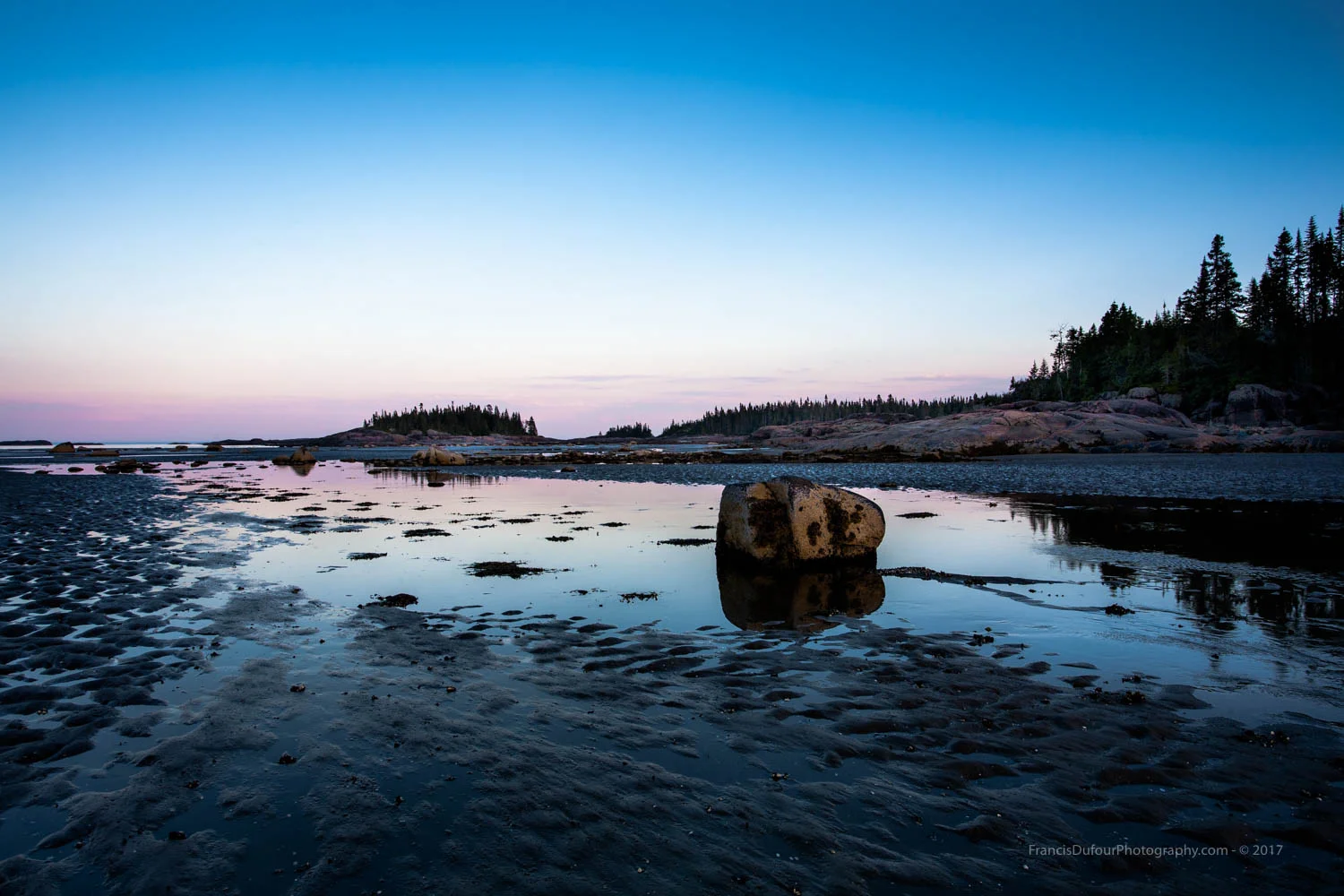 Pink sunset at low tide