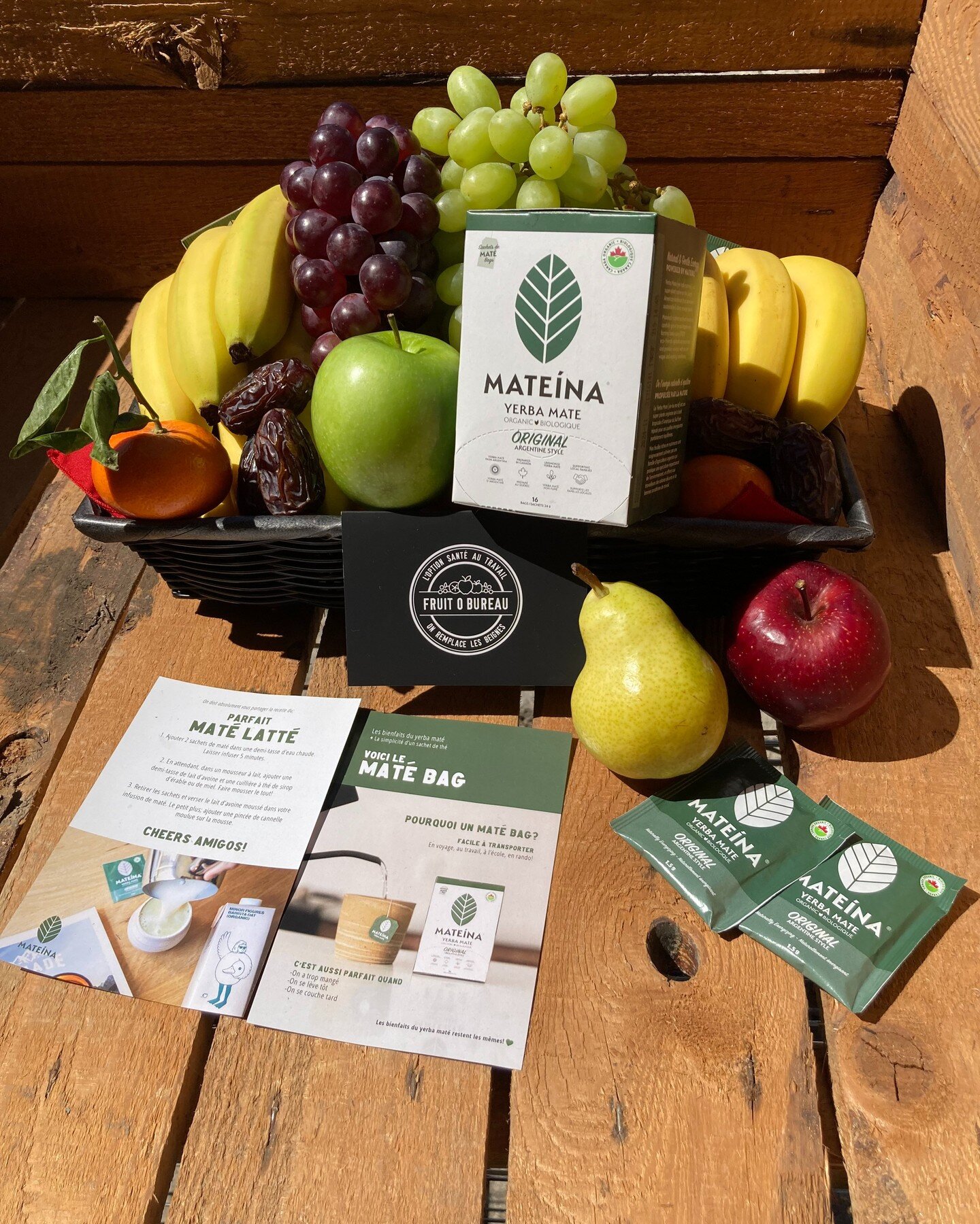 Un petit cadeau d&eacute;couverte cette semaine pour nos clients! Parce que Fruit O Bureau a un gros kick sur cette belle entreprise qu&eacute;b&eacute;coise :-)&nbsp;
Les produits Mateina se retrouvent dans nos paniers.&nbsp;En introduction, Yerba M