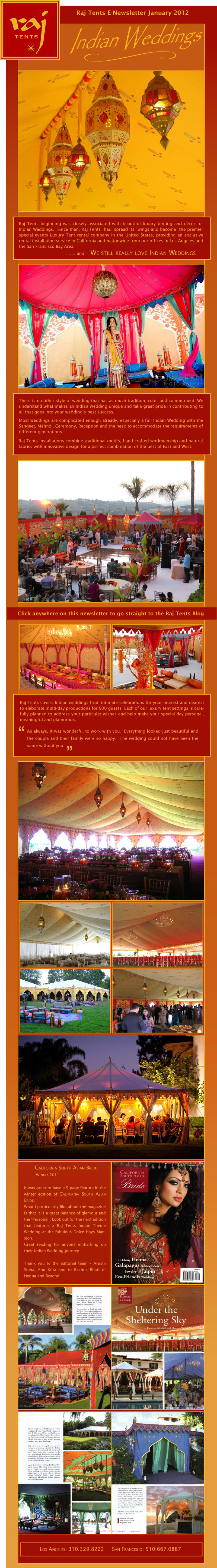 Raj Tents Indian Weddings Newsletter