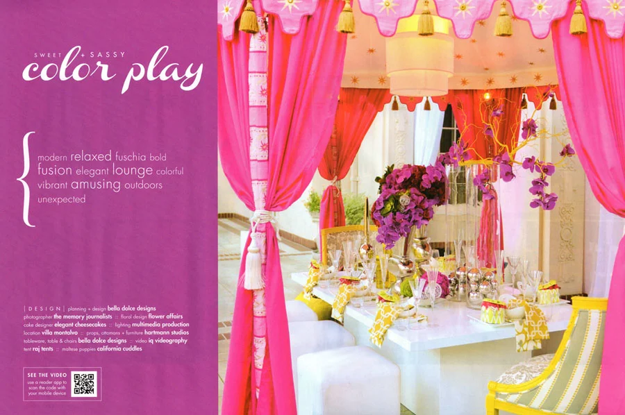 Raj Tents Todays Bride Pavilion photo shoot sweet and sassy color play