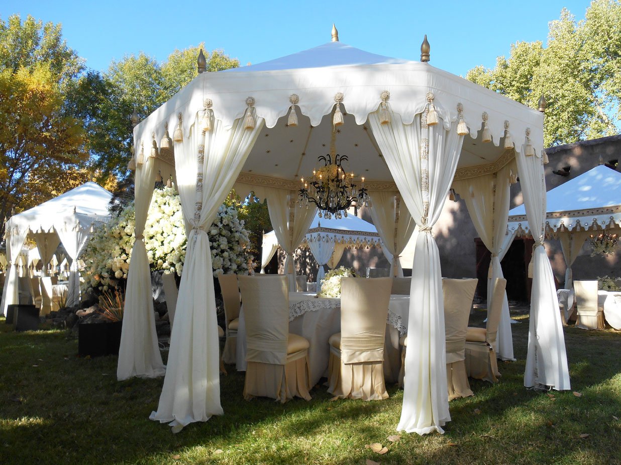 Multiple Cream Pergolas and Pavilions dining installation with gold accents 18 - Copy.JPG
