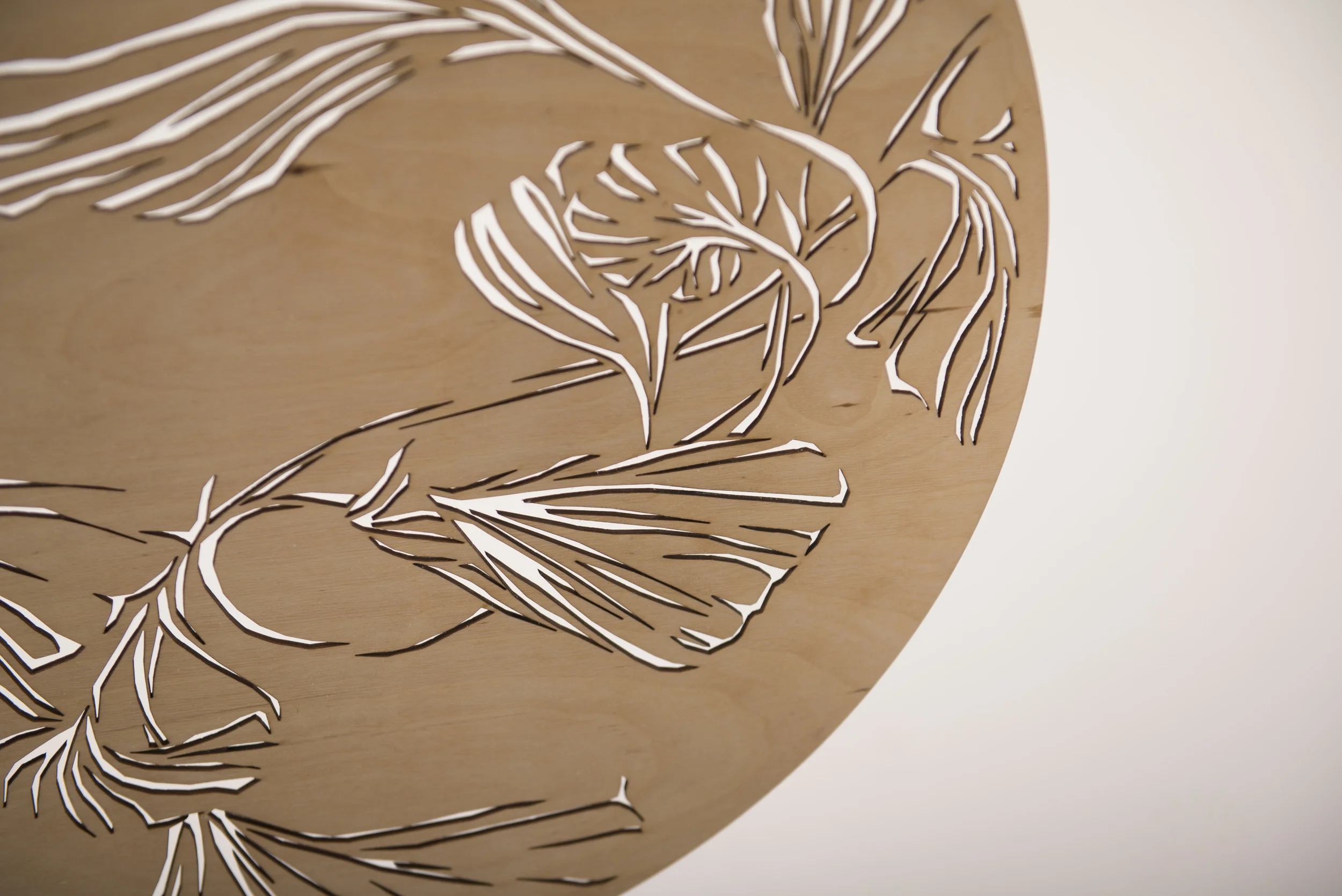 Ginkgo Inspired Design 30" x 30" in Birch