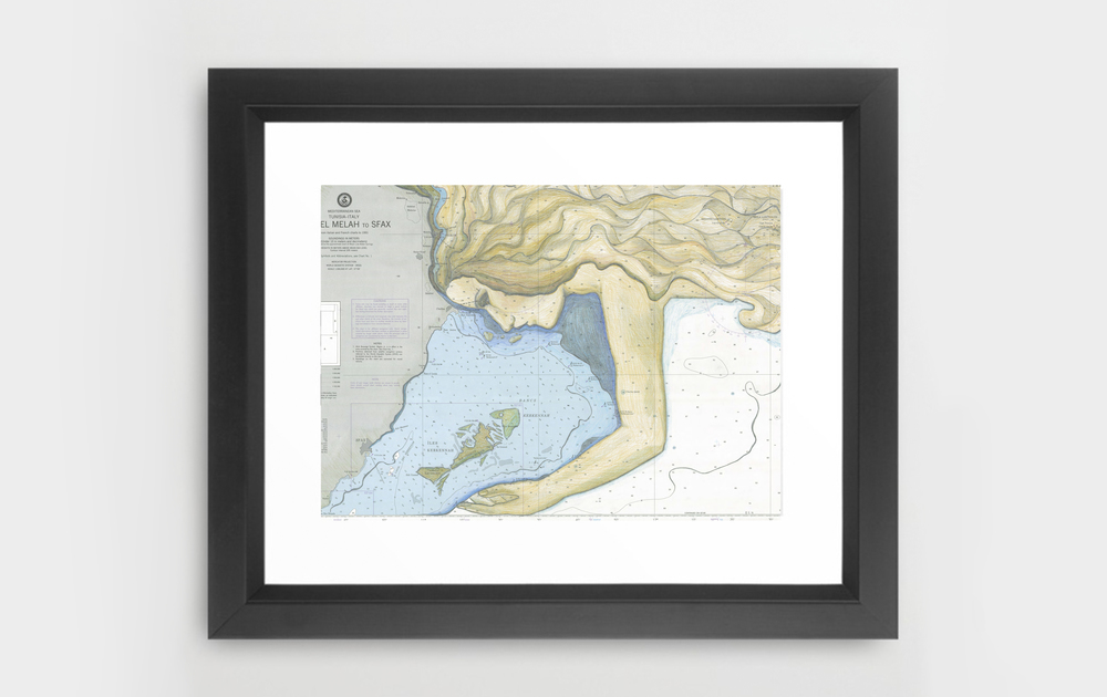 Ocean Chart Woman and Fish