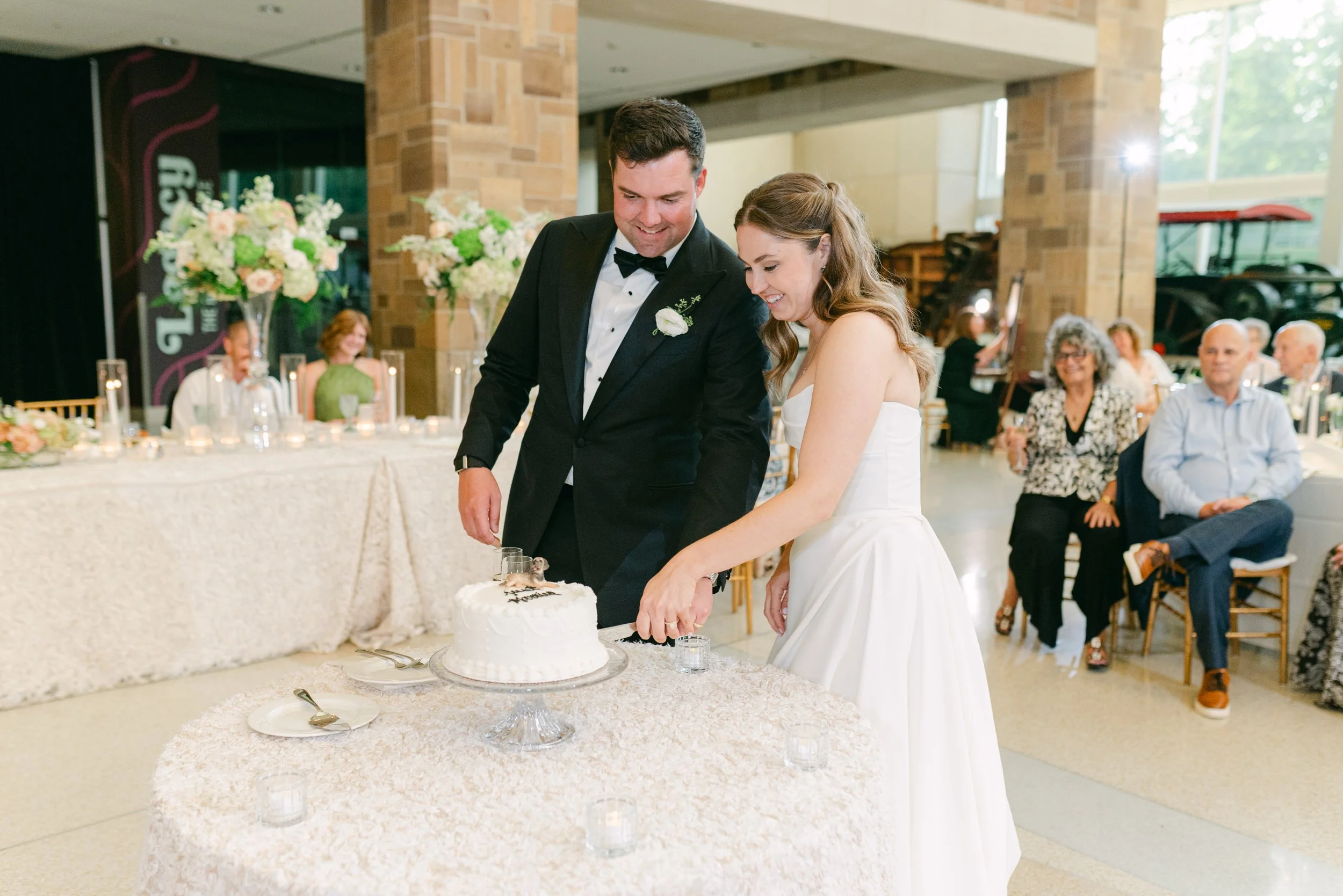 Kristen Bowen Photography, Indianapolis Wedding Photographer, Indiana State Museum Wedding, Wedding Reception, Cake Cutting