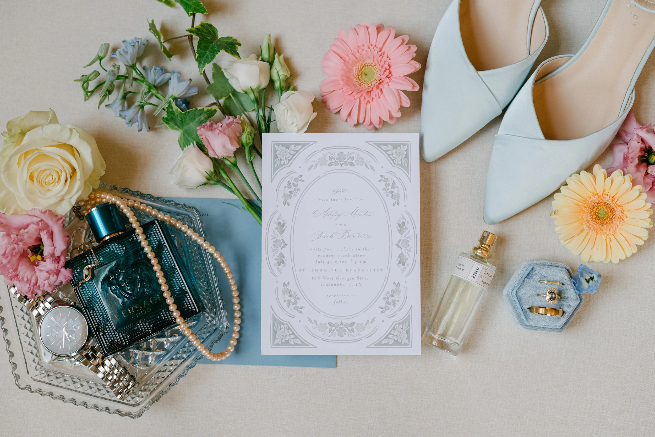 Kristen Bowen Photography, Indianapolis Wedding Photographer, Union Station Wedding, Detail Photos, Flatlay
