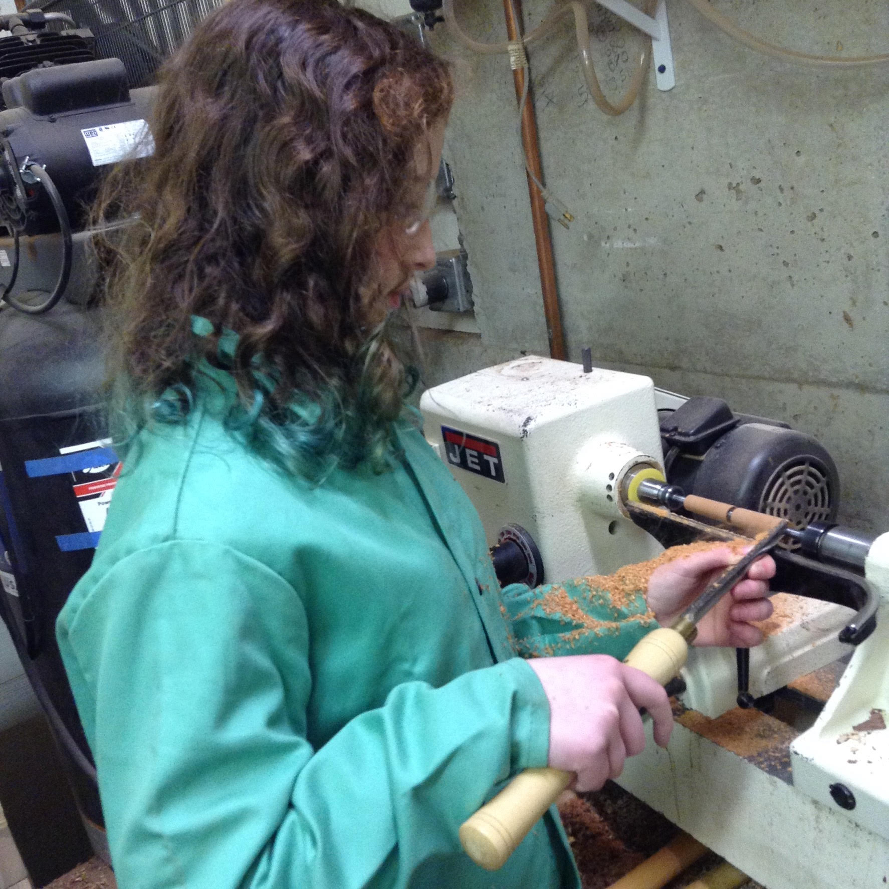 Ellie on lathe 1-14-2017.jpg