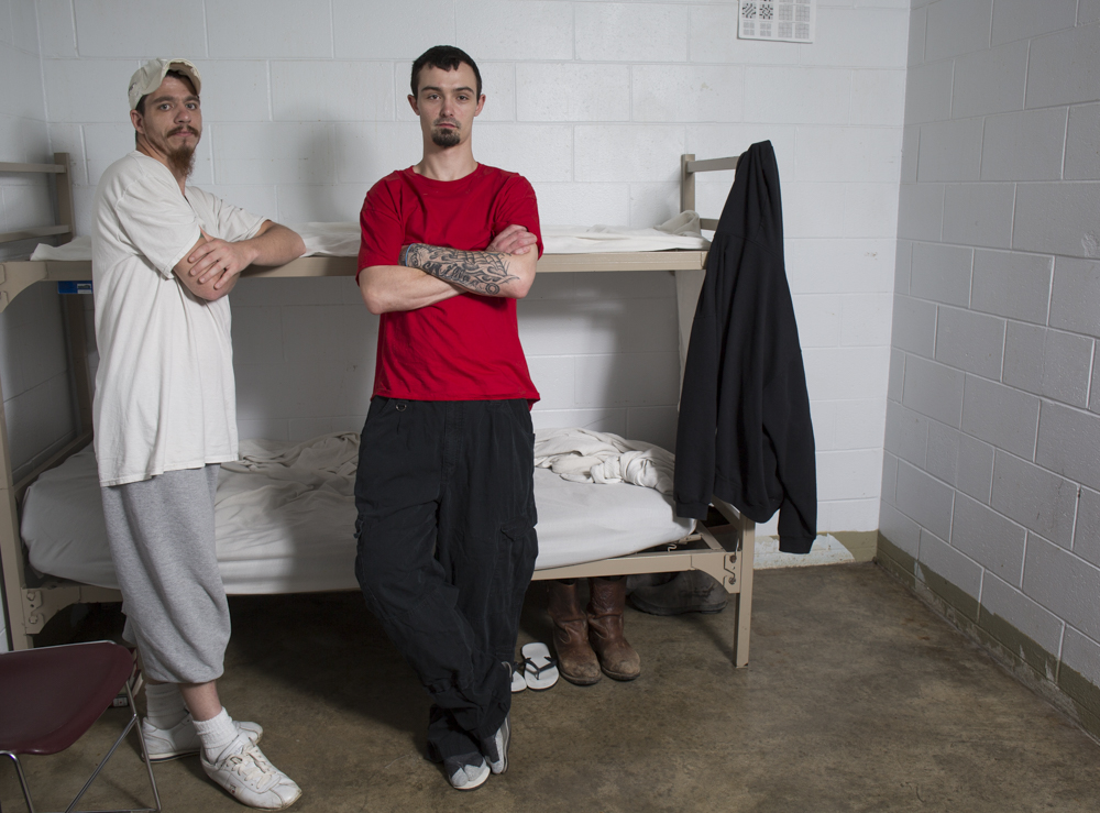  Roommates Tony, left, and Josh lean against their bunk bed in their room at SEPTA Correctional Facility on April 16, 2017. 