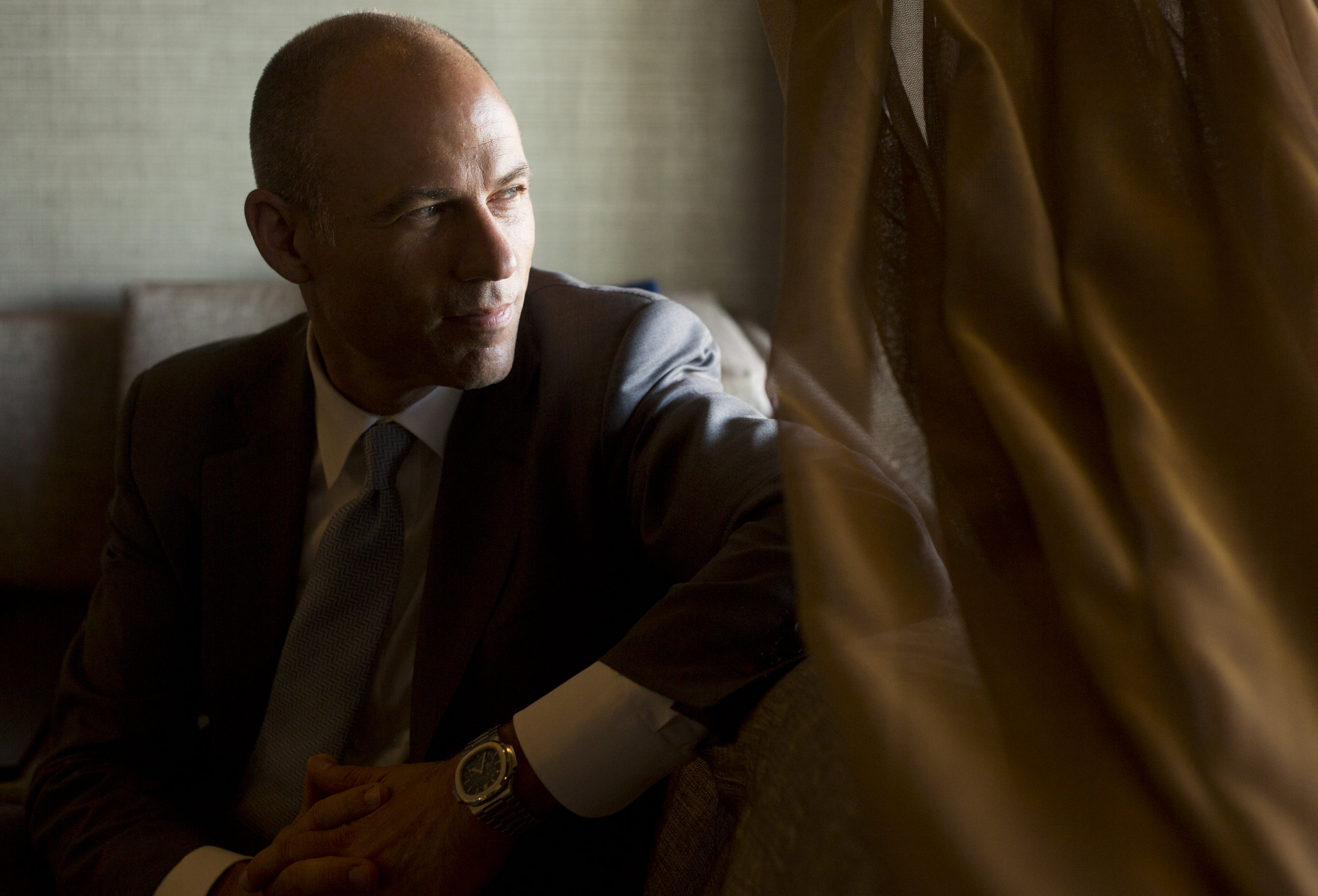  Michael Avenatti poses for a portrait in the lobby of a Mariott in Canfield, Ohio on Wednesday, July 18, 2018. He was in the area to meet with Mahoning County Democratic Party Chairman David Betras after stopping in Columbus, Ohio, where Stormy Dani