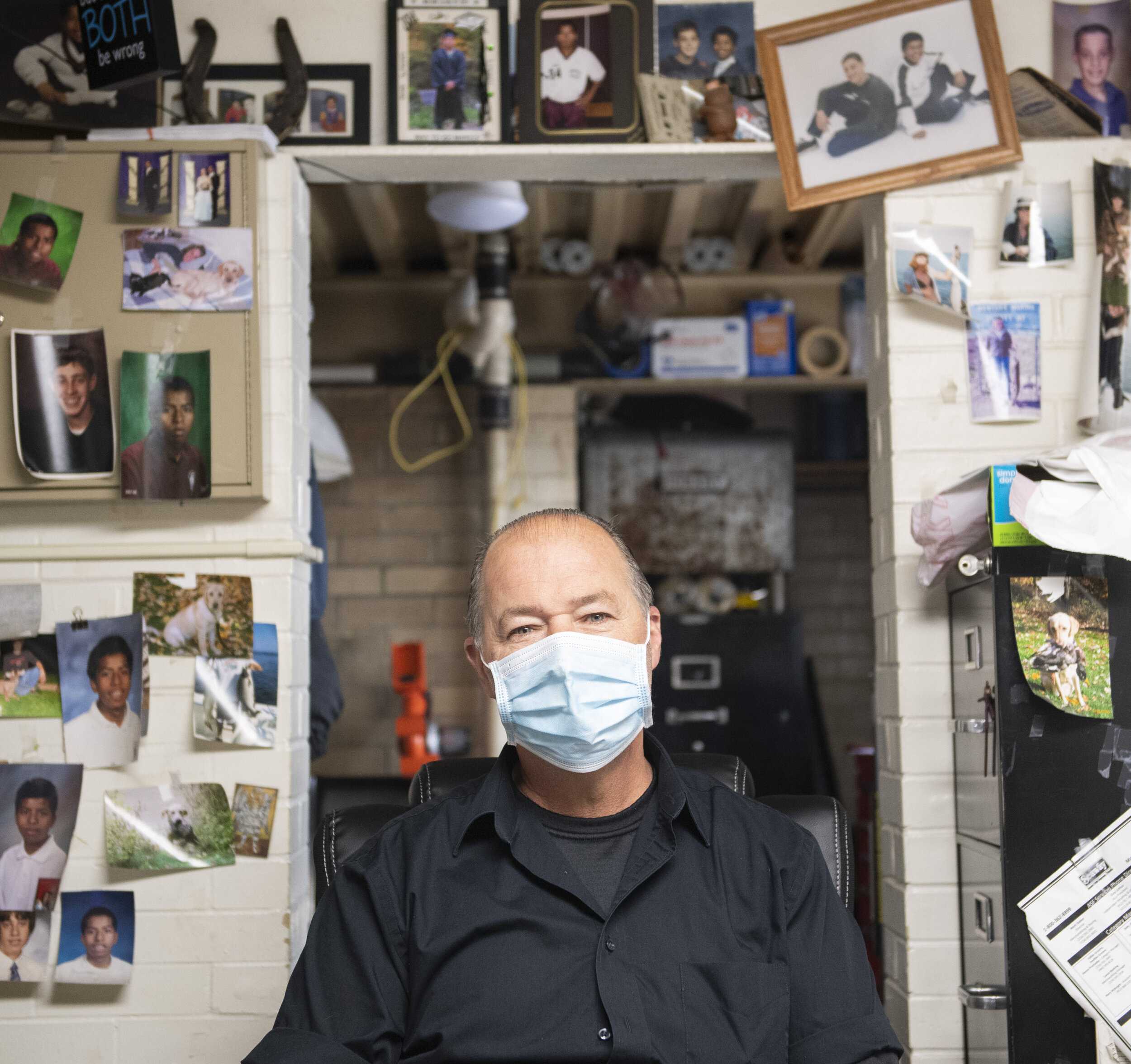  Mark Ondrusek, the owner of Beaver Supermarket, poses for a photo in his office in the supermarket on Third Street on Sunday, May 10, 2020, in Beaver, Pa. 