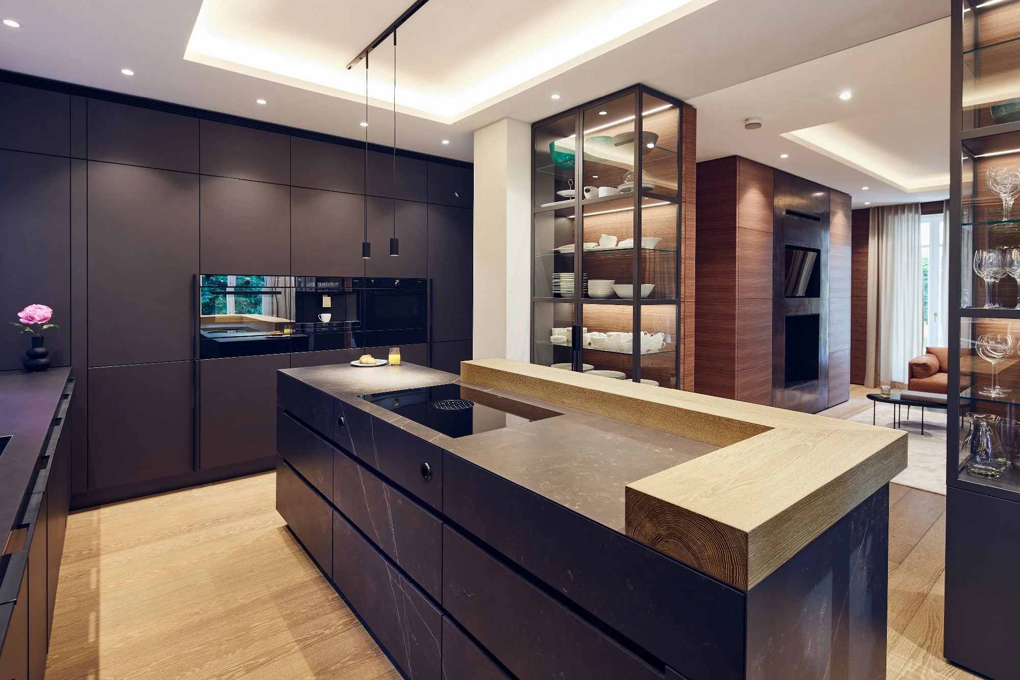 Moderne Küche, Innenarchitektur hochwertige Stadtvilla Grünwald Interieur