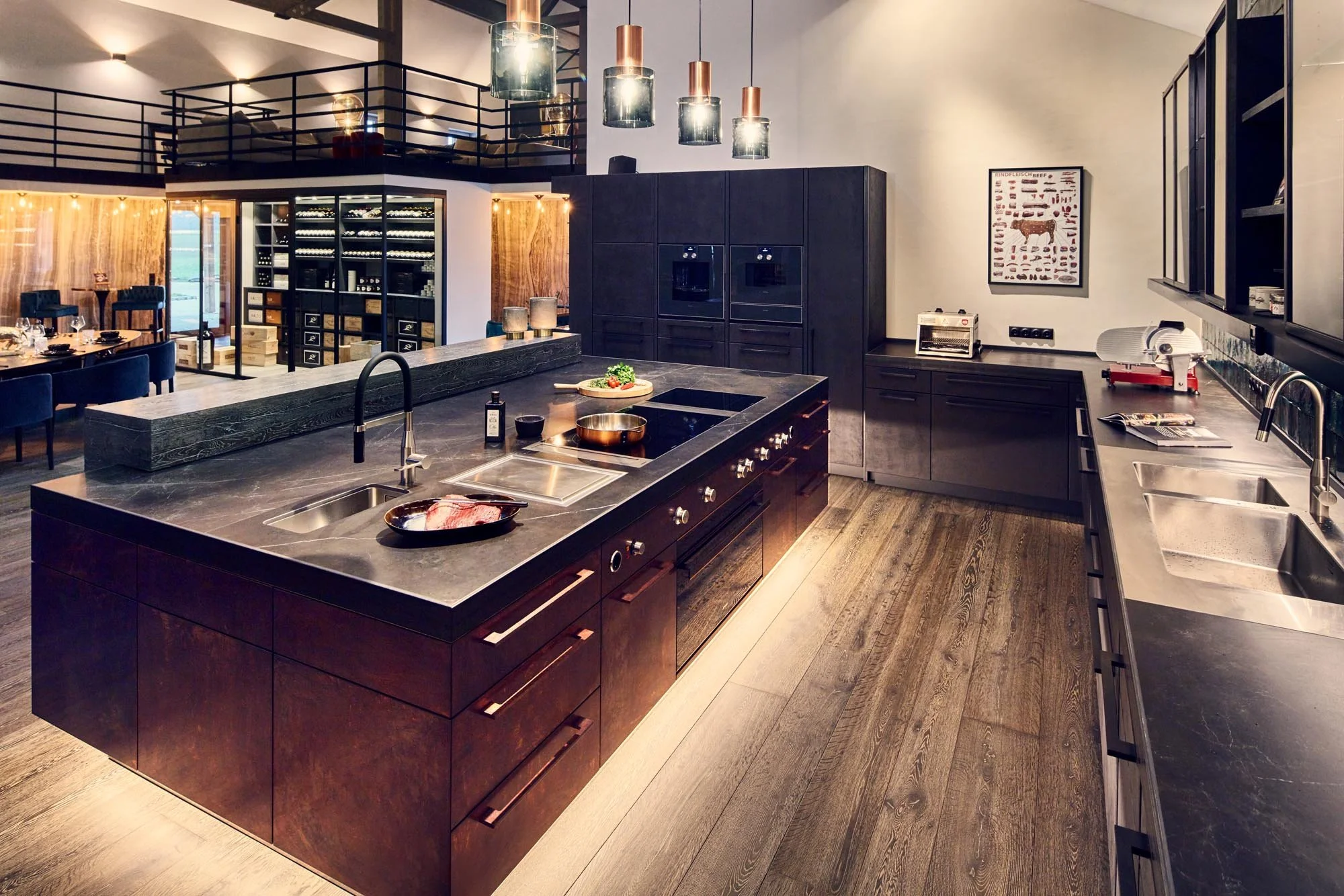 Innenarchitektur Showküche Oberflächen und Struktur