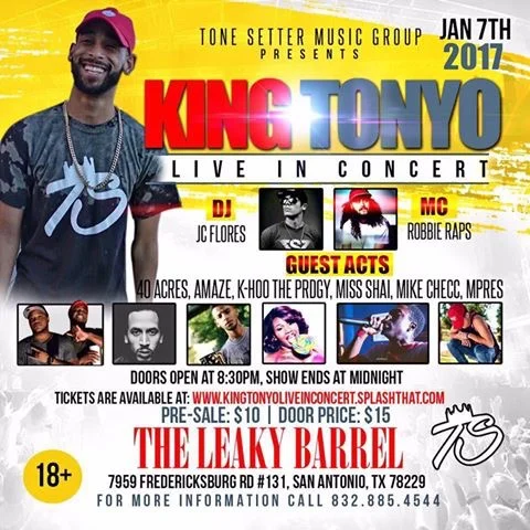 King Tonyo Live in concert Jan 7th, 2017 San Antonio