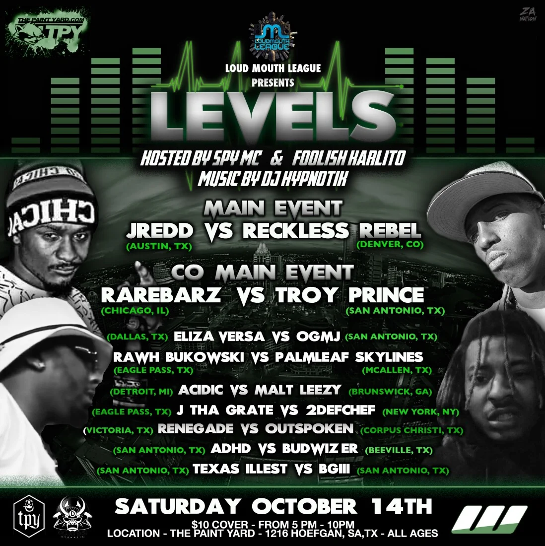 Loud Mouth League presents Levels Hosted By SpyMc & Foolish Karlito 