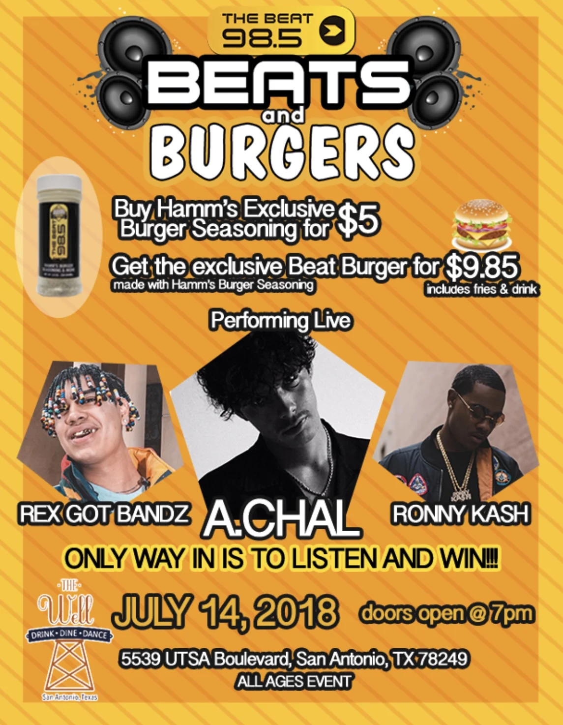 98.5 The Beat presents Beats & Burgers 7/14 (San Antonio) 