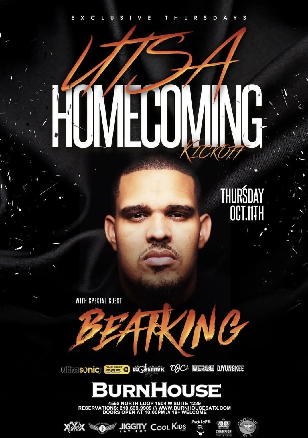 Exclusive Thursday: UTSA Homecoming Kickoff with Beatking at Burnhouse 10/11