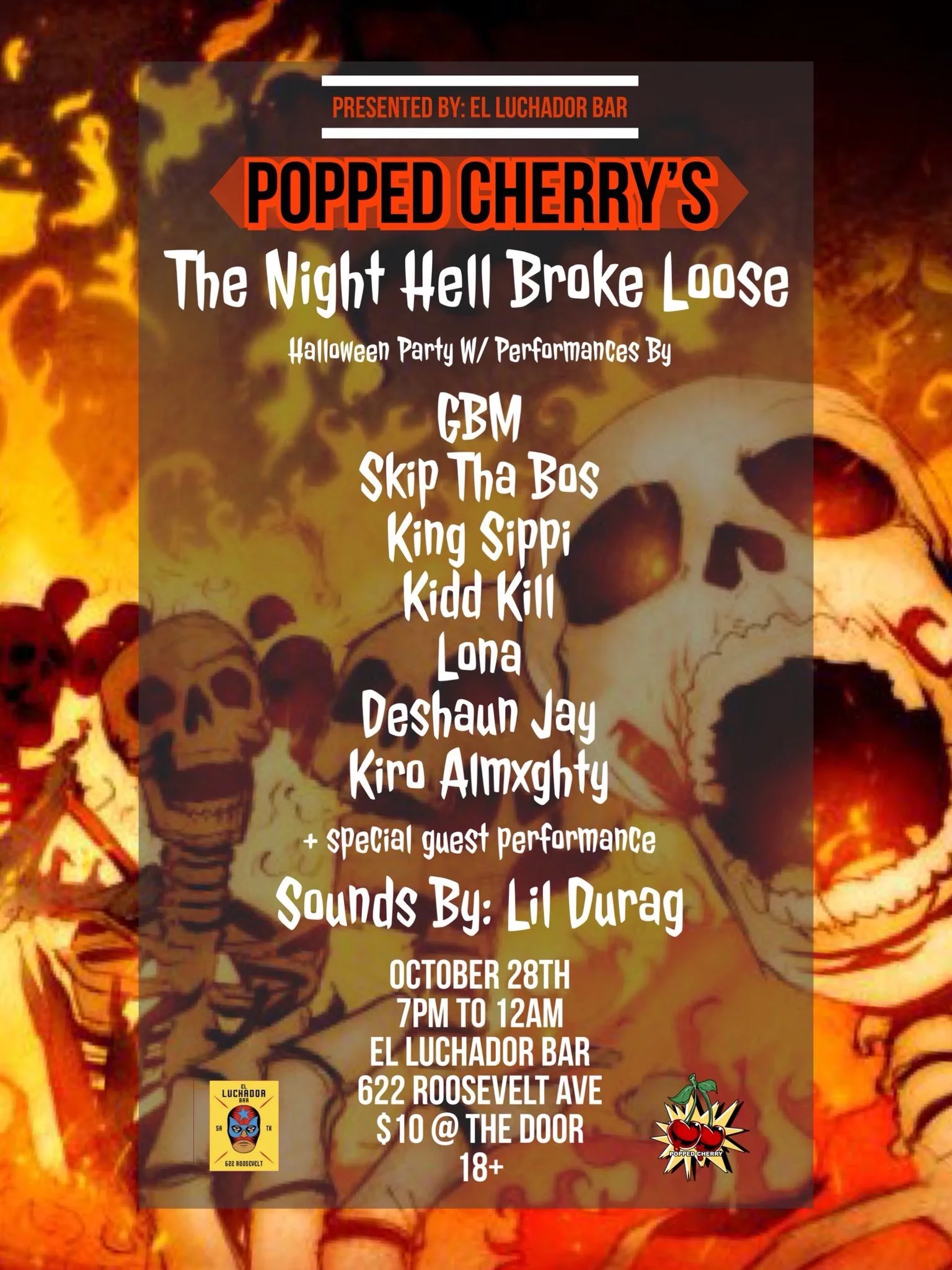 Popped Cherry’s The Night Hell Broke Loose at El Luchador Bar 10/28
