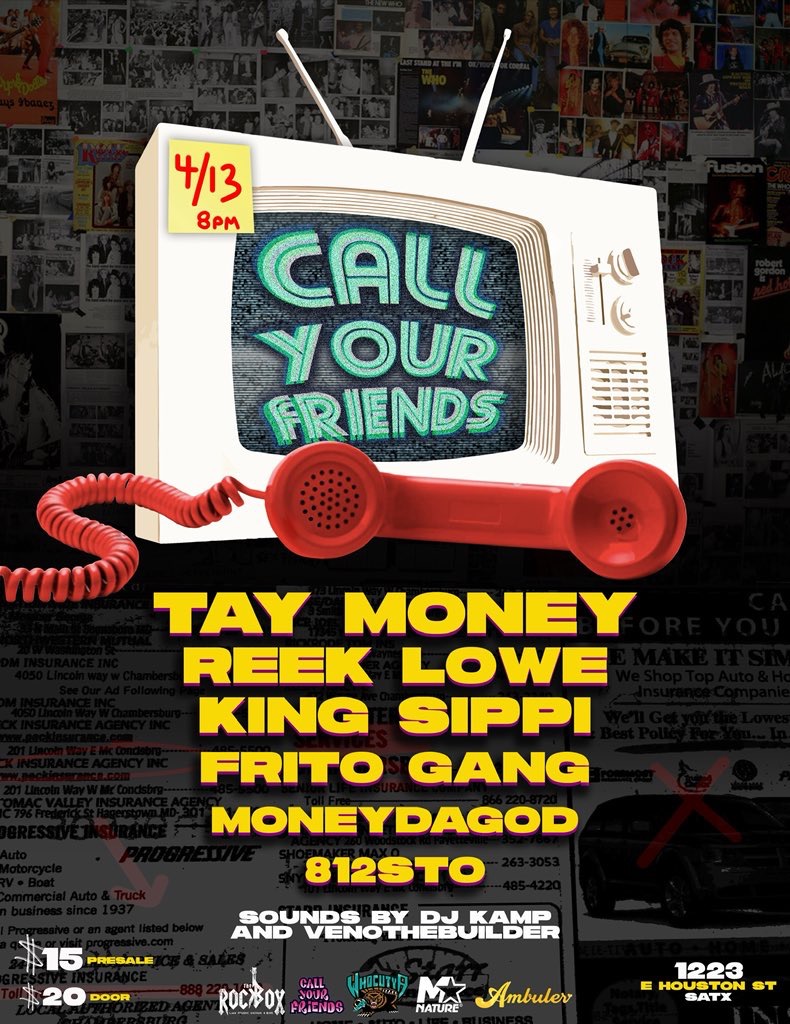 WhoCutYa x Ambuler x Mass Nature presents Call Your Friends 4/13 in San Antonio at The Rock Box 