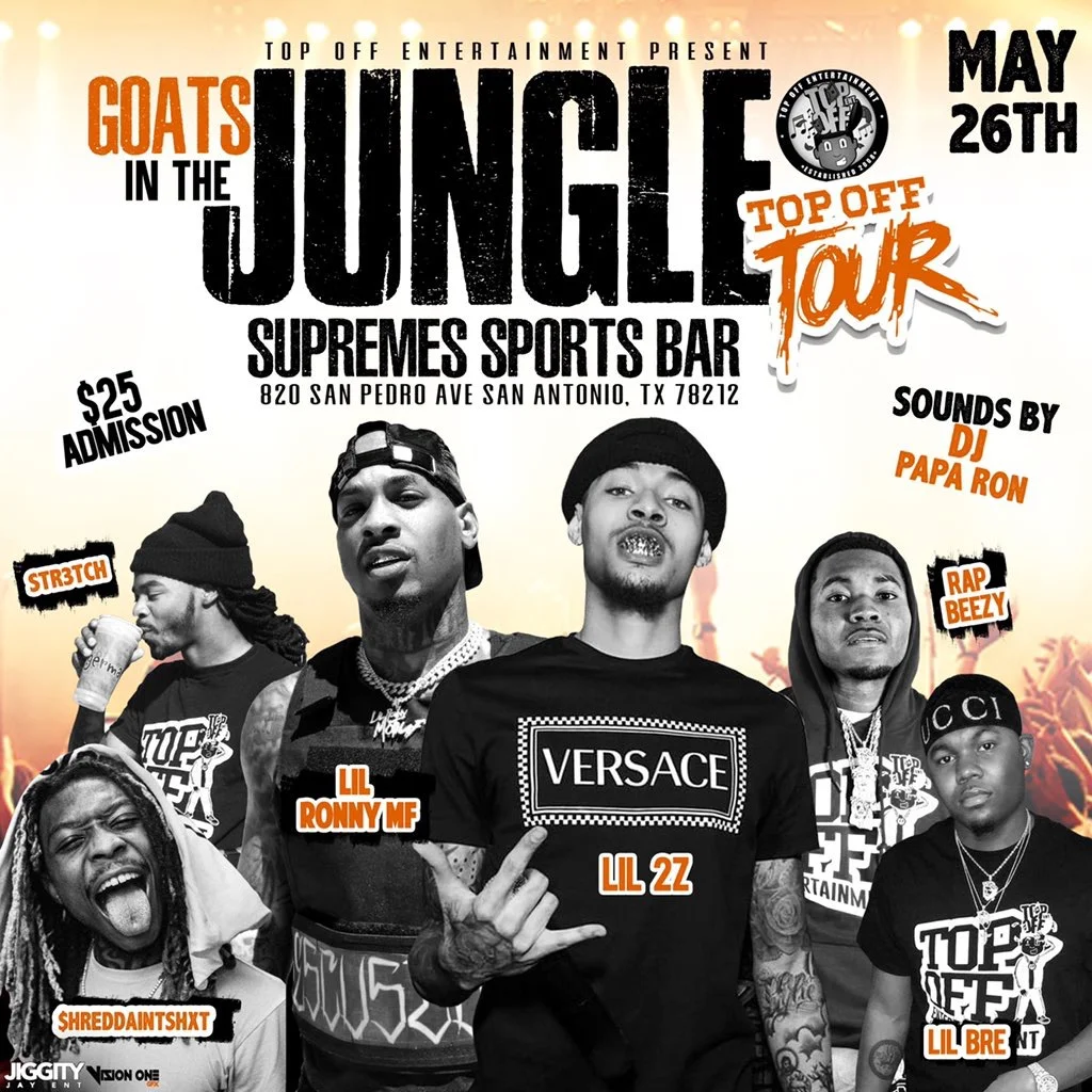 TopOff Entertaiment &amp; Jiggity Jay presents Goats In The Jungle at Supreme Sports Bar on May 26th in San Antonio 