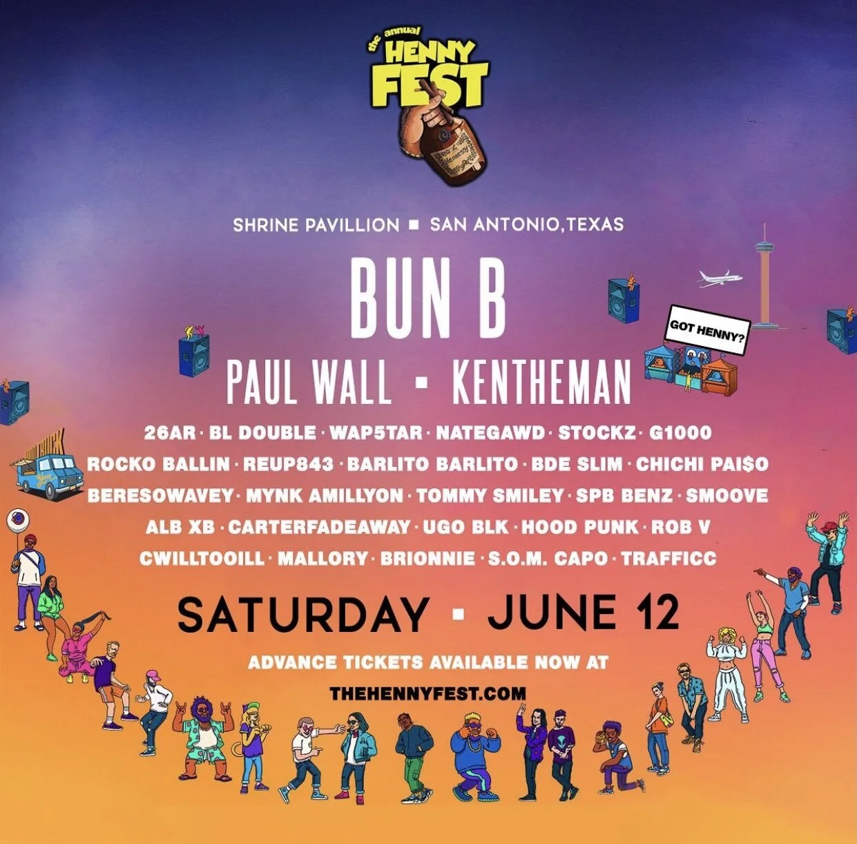 The Henny Fest at Shrine Auditorium in San Antonio with Bun B, Paul Wall & KenTheMan on June 12th