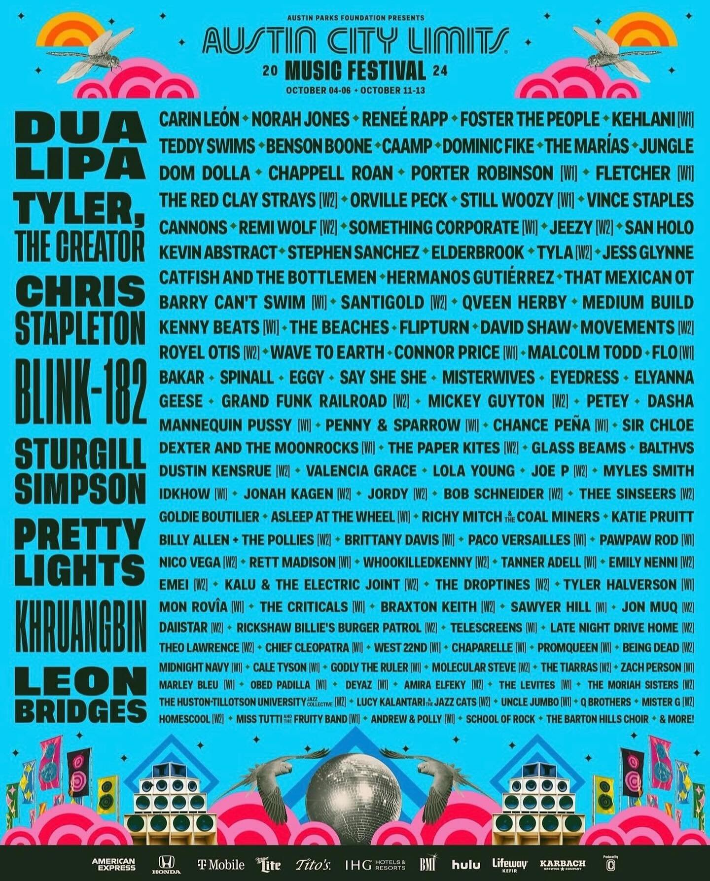 Lineup for 2024 @aclfestival