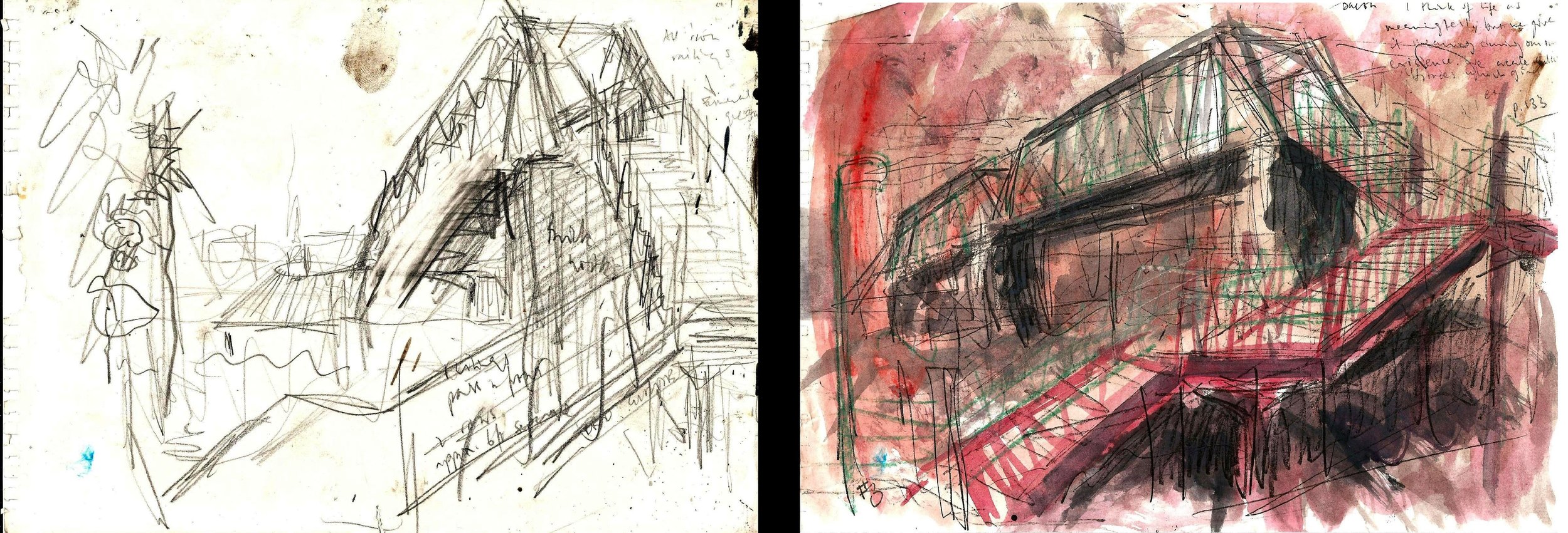  Studies, "Jacob's Ladder, London W13" (1991)  pencil on paper. 8" x 11", pencil and watercolor on paper,&nbsp;8" x 11" 