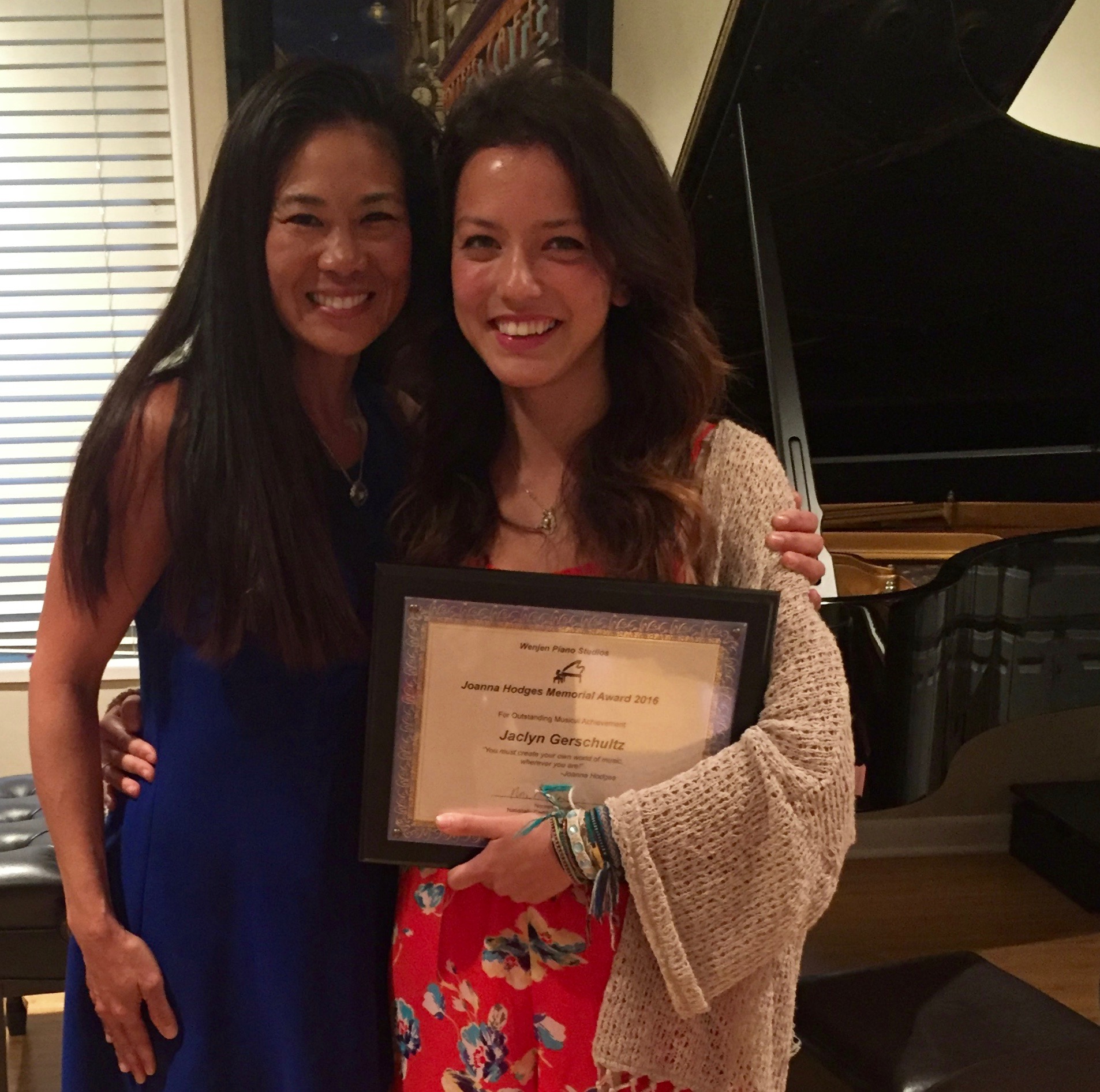 Jaclyn GErSCHULTz, winner of the Joanna Hodges Memorial Award 2016 and student for 14 years at Wenjen piano studios