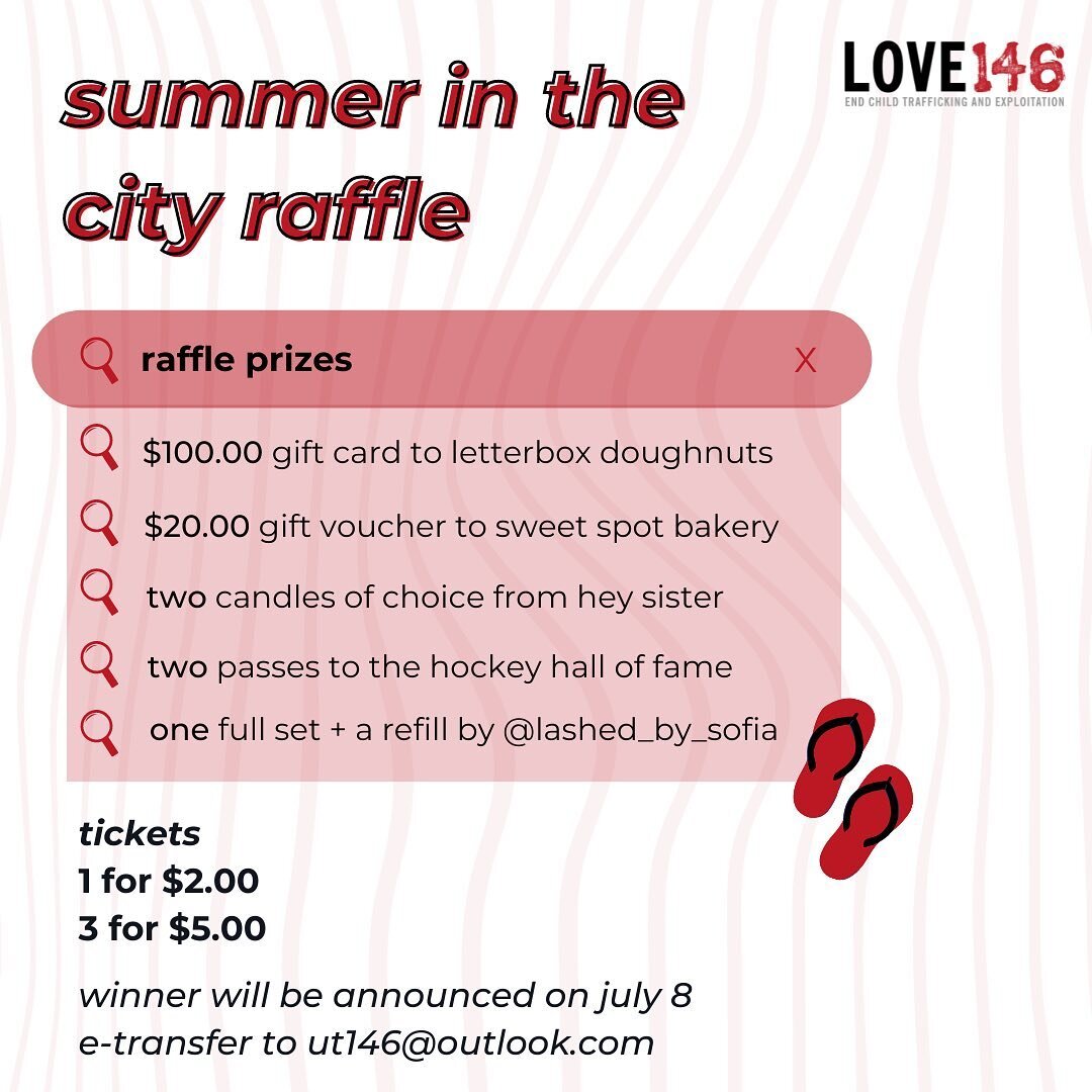 Hey UT146! You&rsquo;ve still got FIVE more days to purchase your &ldquo;Summer in the City&rdquo; raffle tickets in support of Love146!

Included in this incredible &ldquo;Summer in the City&rdquo; prize pack are:

☀️$100.00 gift card to Letterbox D