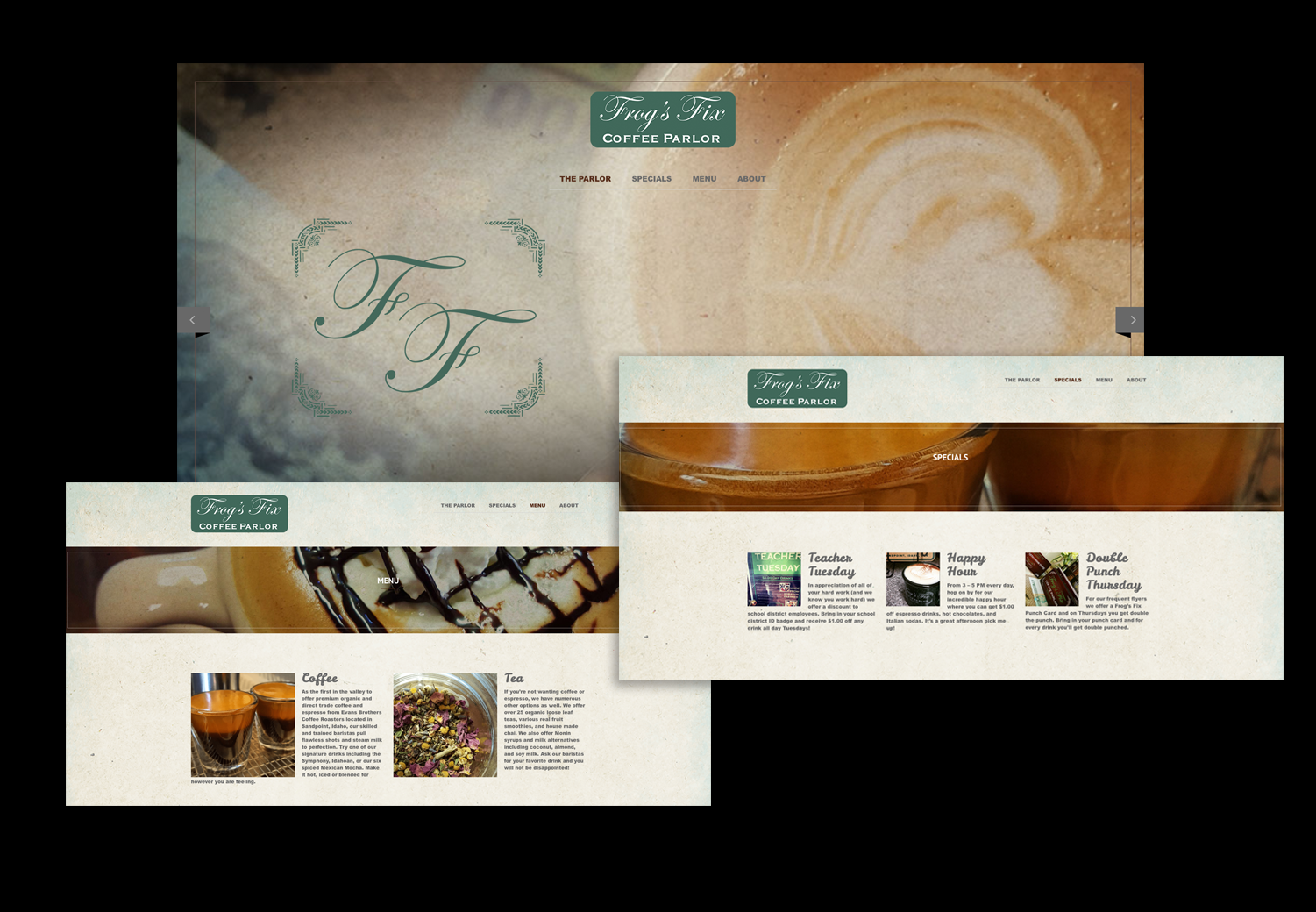 Frogs Fix Coffee Parlor is a Boise based coffee shop supporting locally roasted coffee, teas, and bakery. 