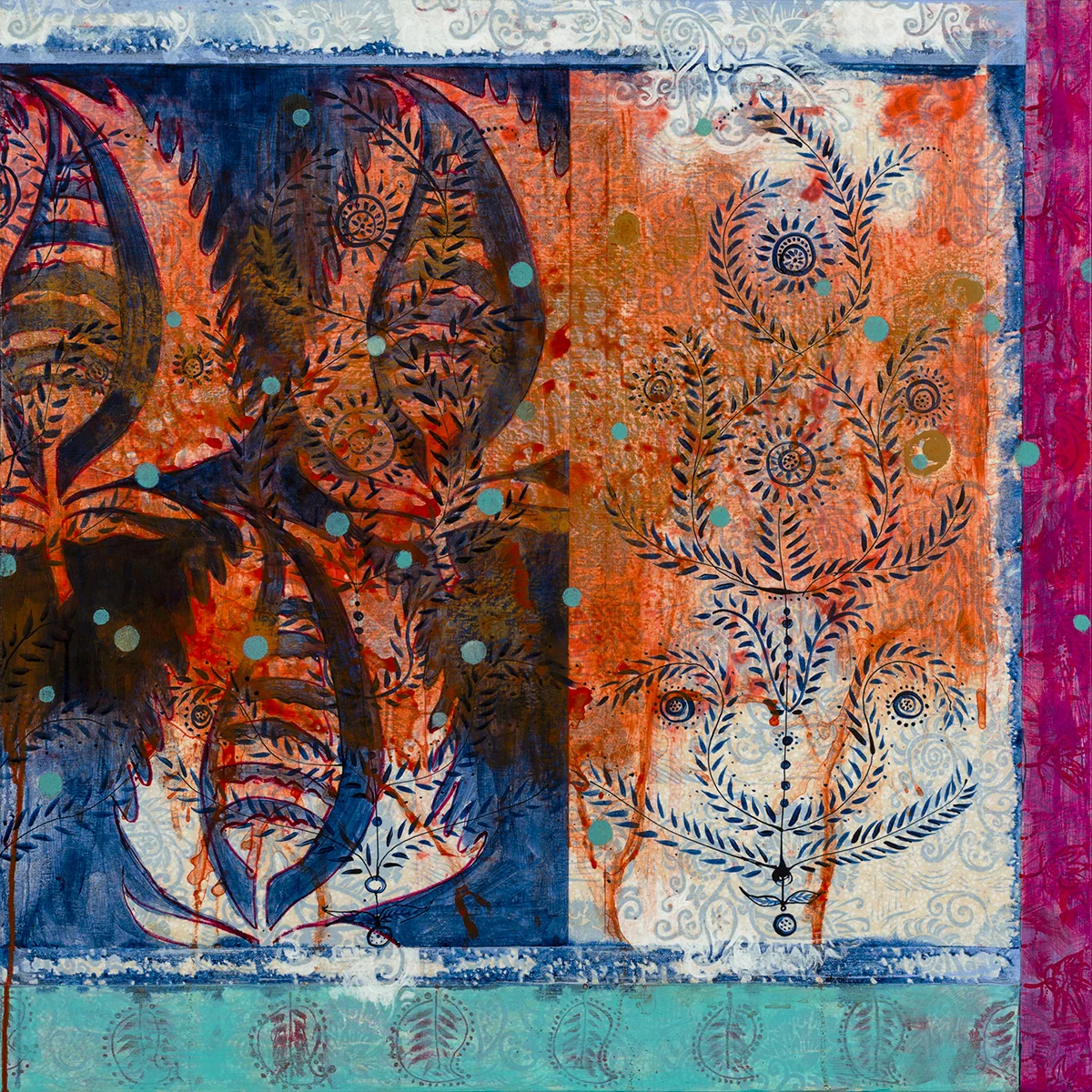 Silk Road Mixed Media 30 x 30 inches 1090