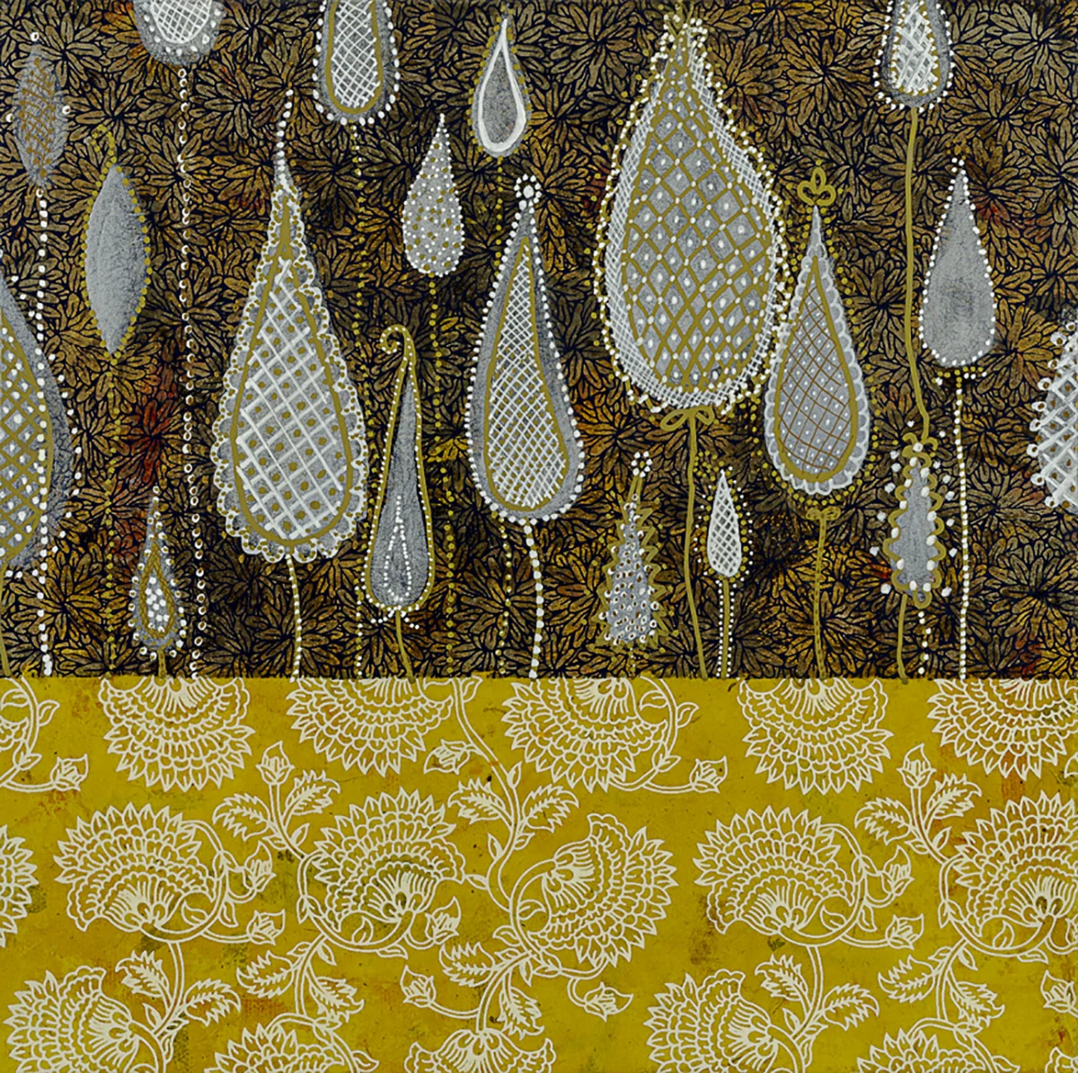 Silver Trees Mixed Media 10 x10 inches SOLD