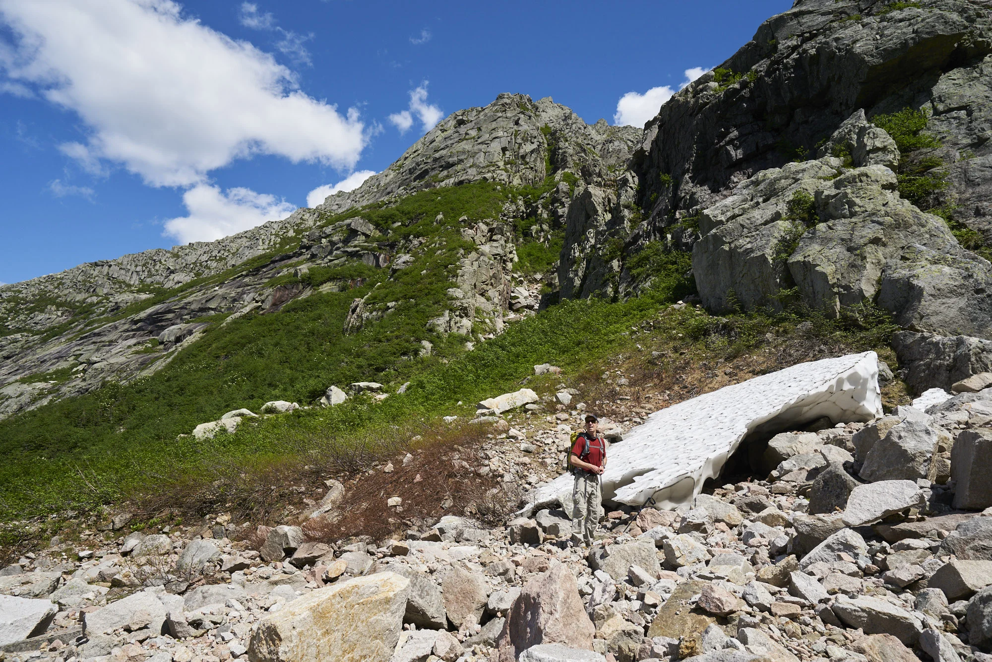 Pamola ridge rises through the center-left of the photo. 