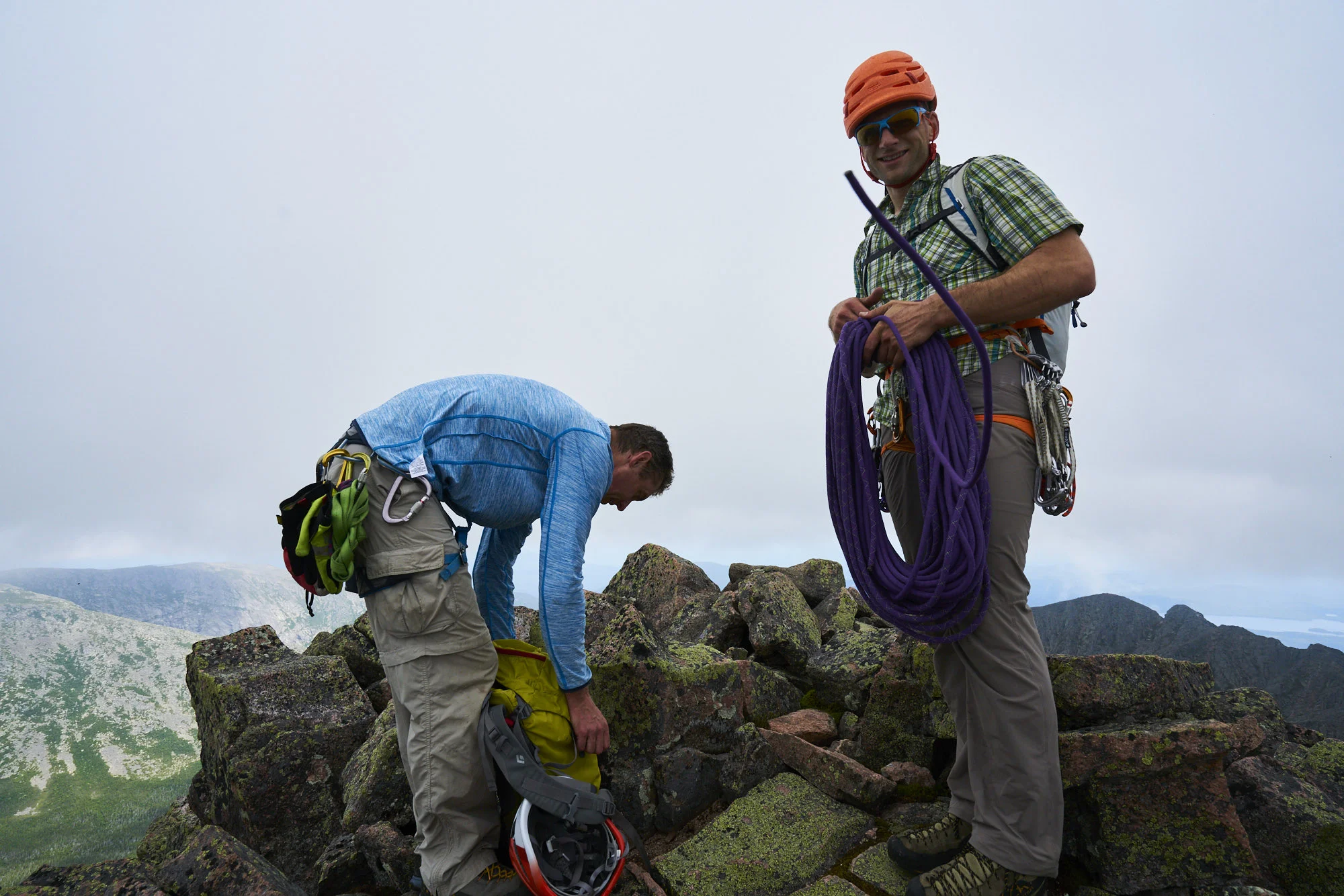 All smiles after we got to the top. We were left with only a short hike to the top of Baxter peak and then a long slog down the Cathedral trail to get back to Chimney Pond.