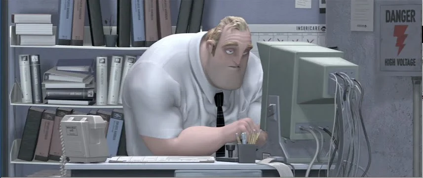 Bob Parr at the office, from The Incredibles (5:50)