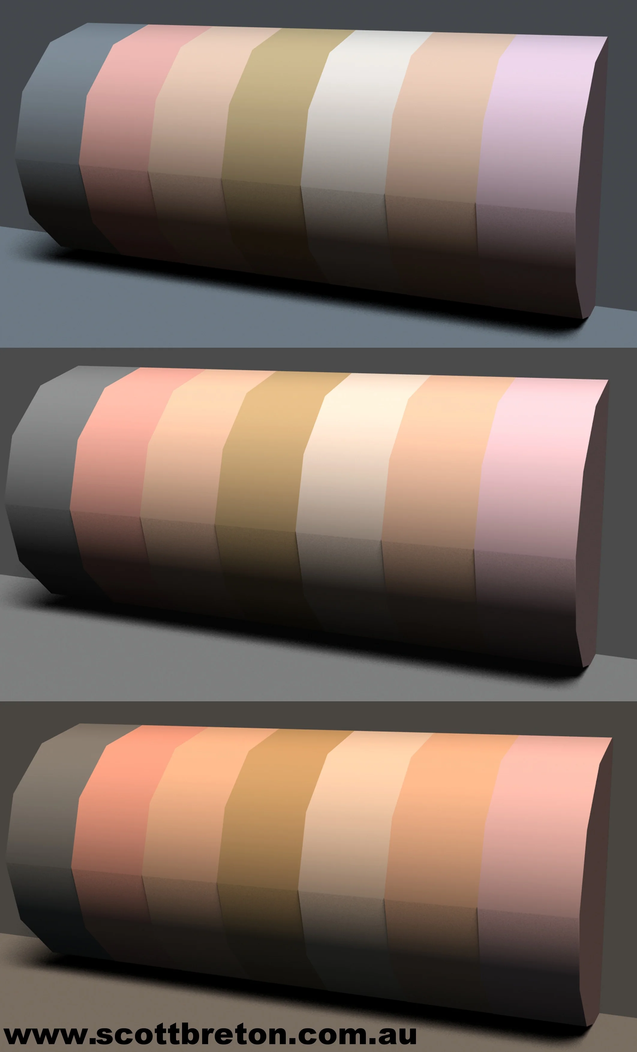 Diagram 7: same skin toned objects, lights varies