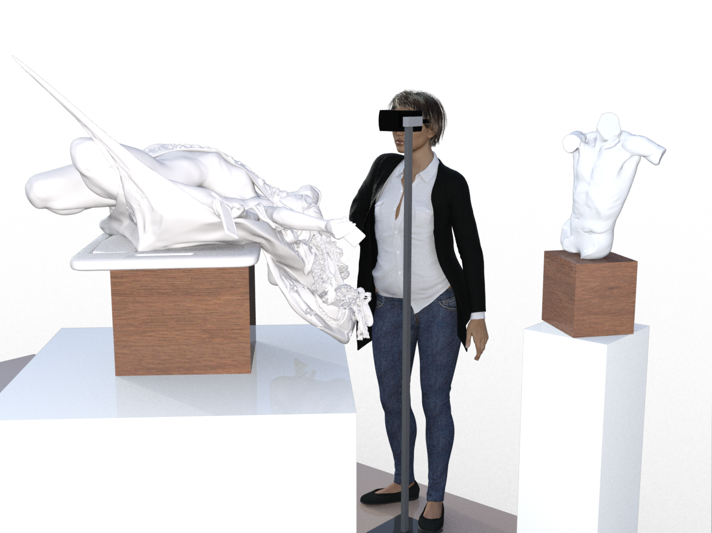 The station point is represented by a rotating mask with a single eye hole, shaped in the form of a set of VR Goggles 