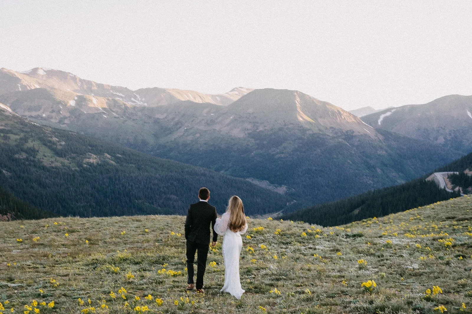 Intimate Colorado mountain wedding bride and groom