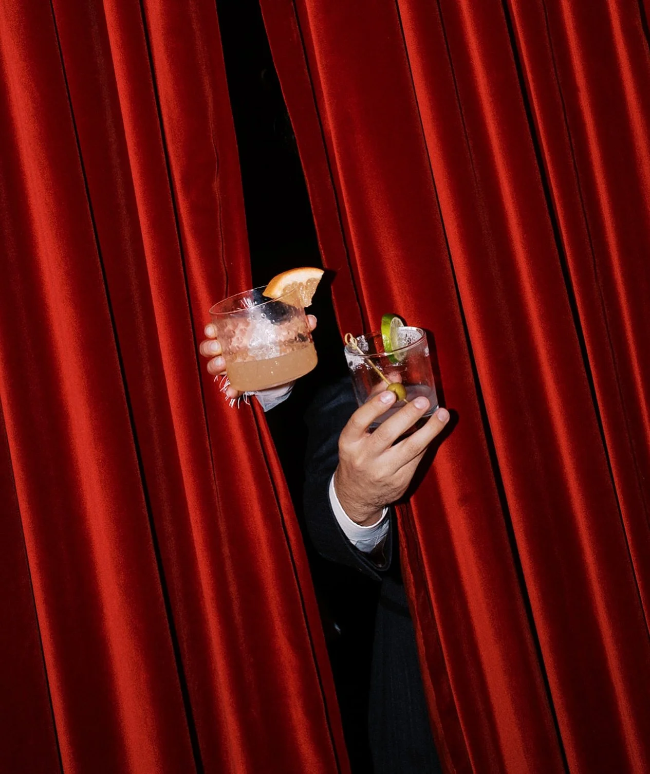 Cocktails and velvet curtains