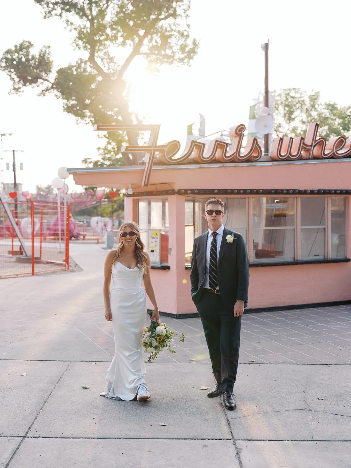 Bride and groom at Denver wedding on 35mm Film