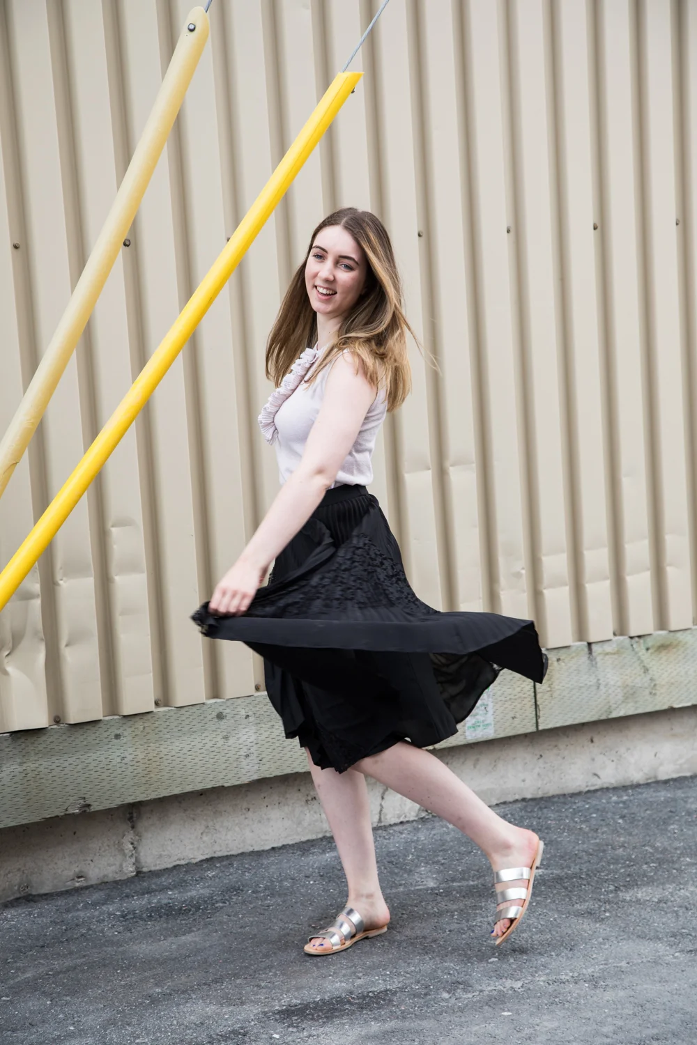 Black Darling Marigold Skirt and nude Issy Jumper top