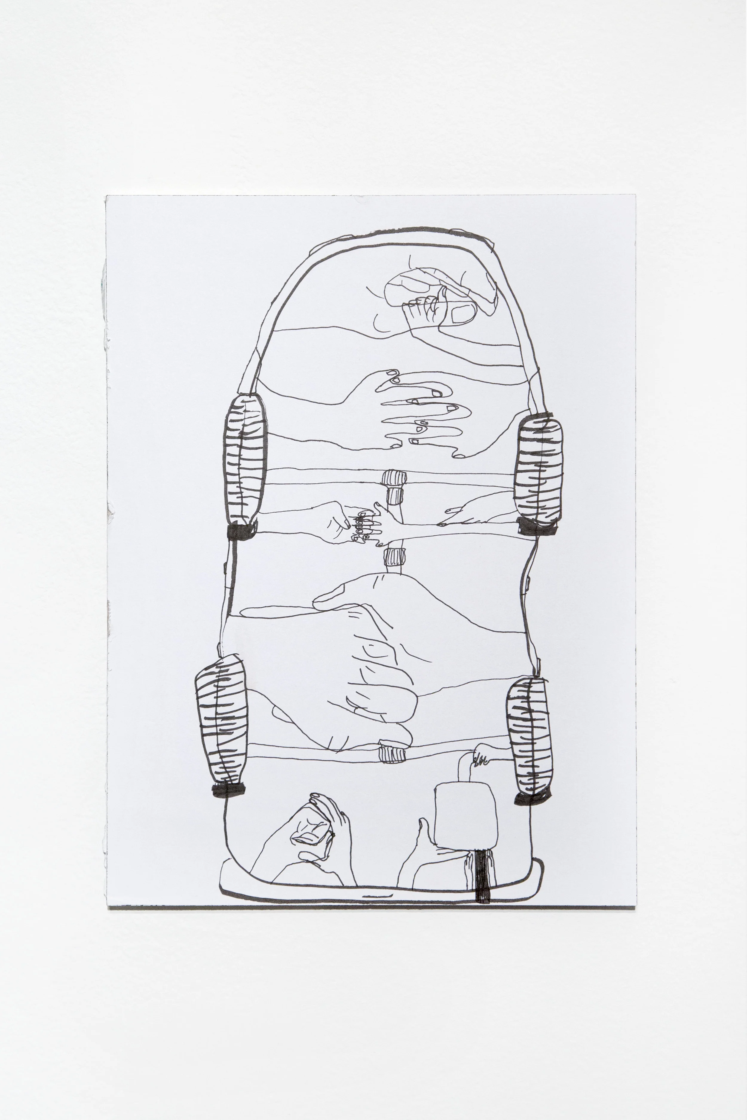 Car drawing, 2017 Pen on board