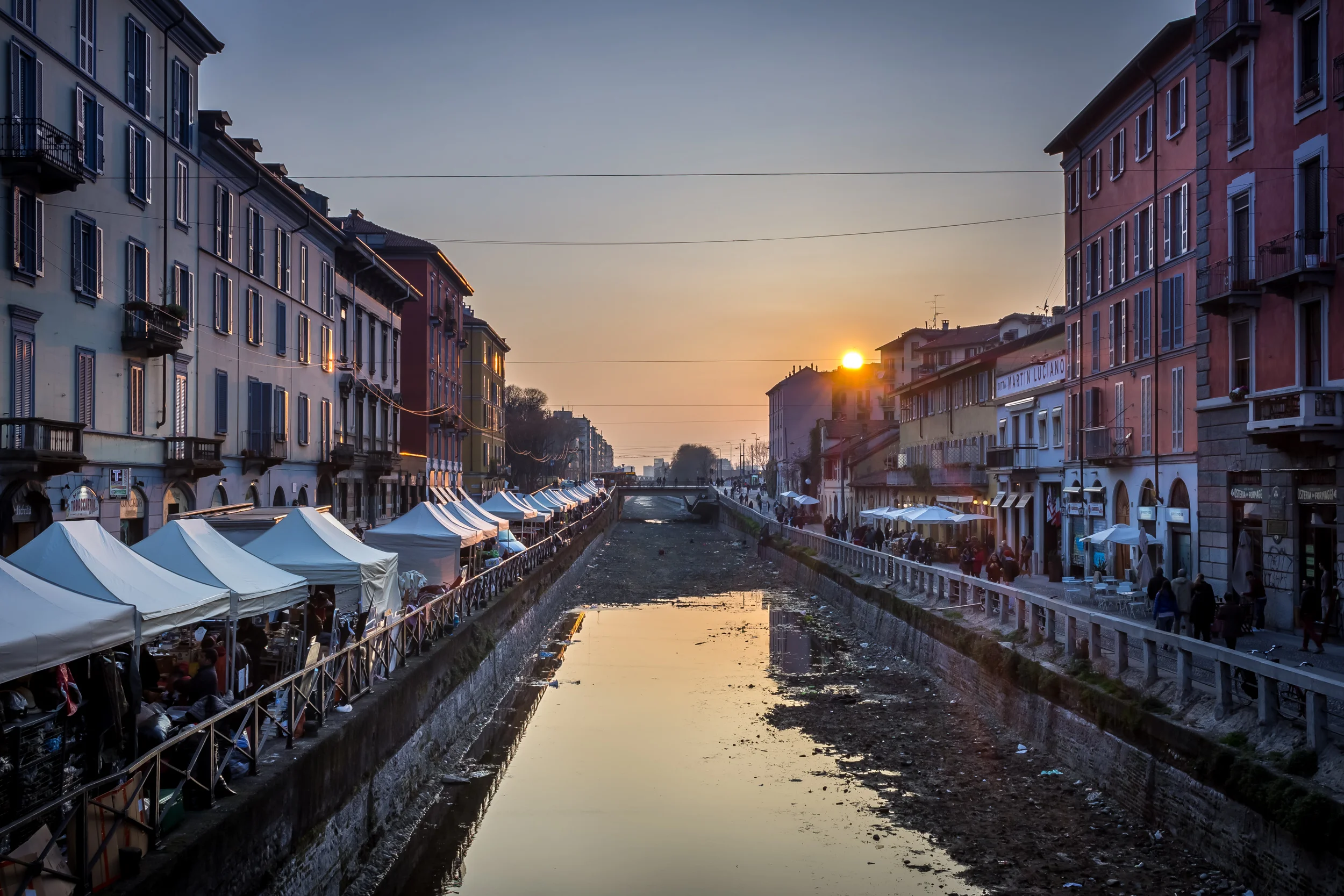Sunset over Naviglio Grande.