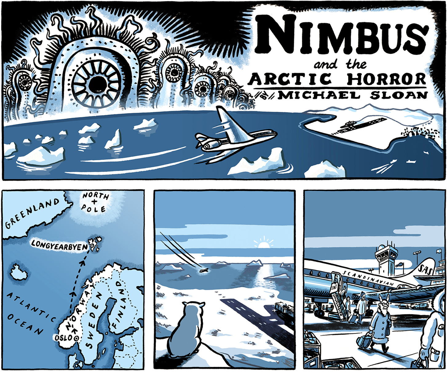  Nimbus and the Arctic Horror, panels 1-4.  