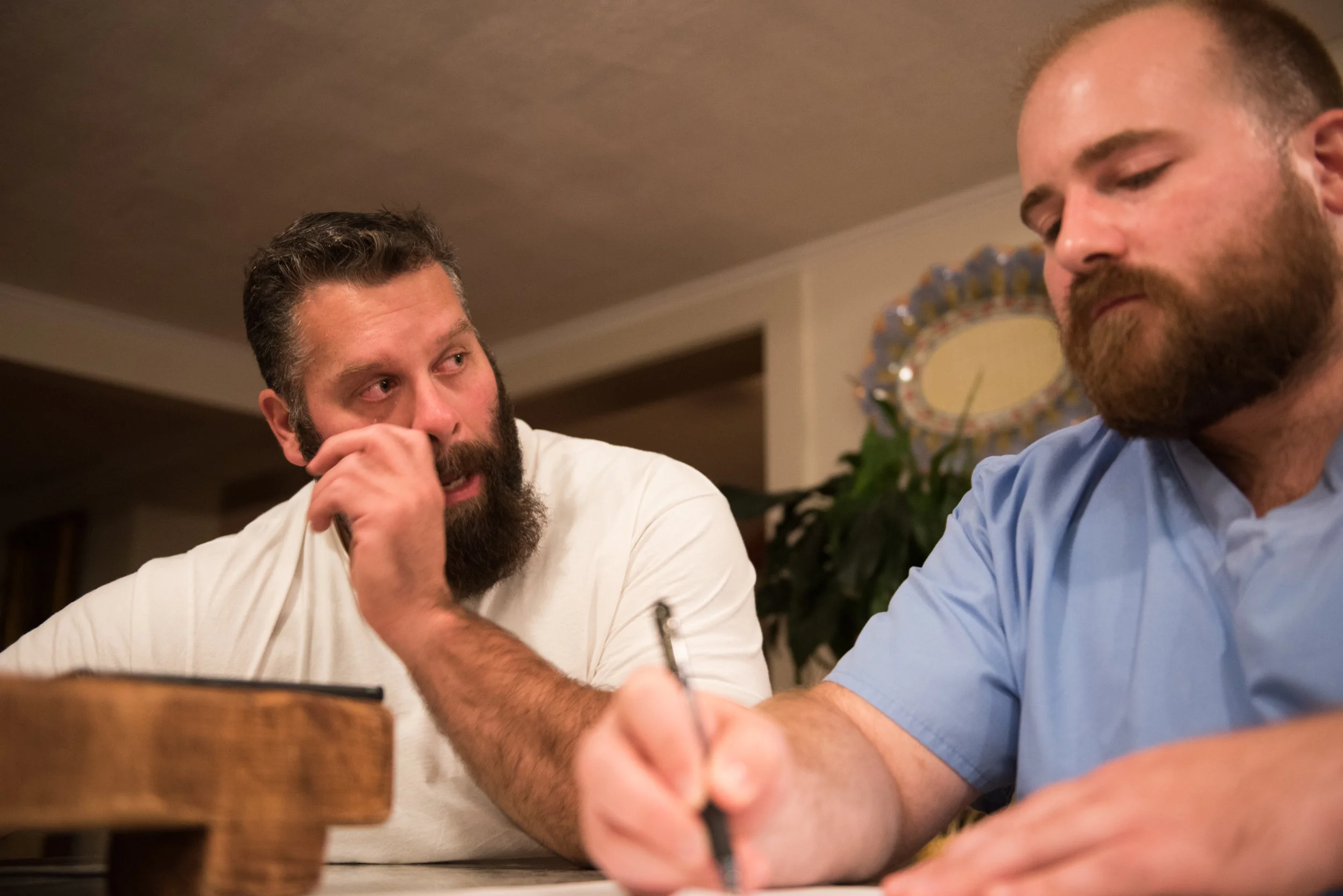 An emotional moment as the compassionate words of a potential surrogate mother resonate with Tom. Phone interviews are one of the first steps in a process that the couple has become familiar with over their multiple attempts.