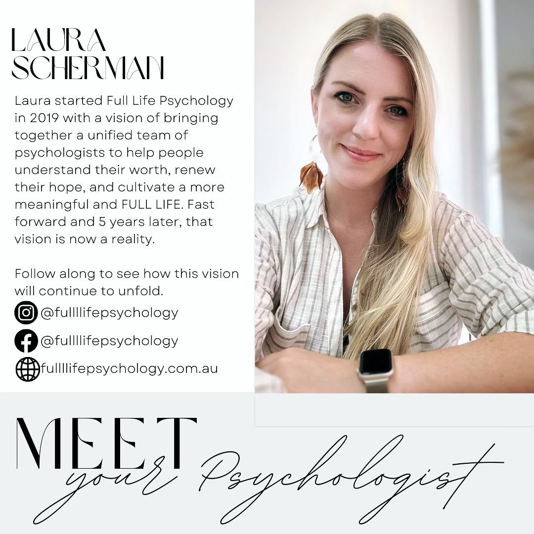 Meet our Director, Clinical Psychologist Laura Scherman. 🌿🌱 #fulllifepsychology #fulllife #psychology #mentalhealth #vision