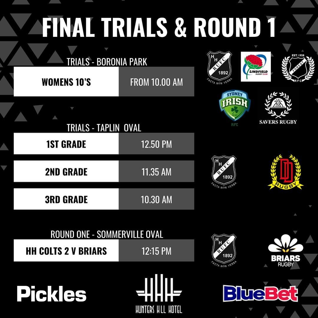 Final Trials for our Grade and Women&rsquo;s teams - and our Colties 2 play Briars in the Division 2 Round One Fixture!  All happening!!!