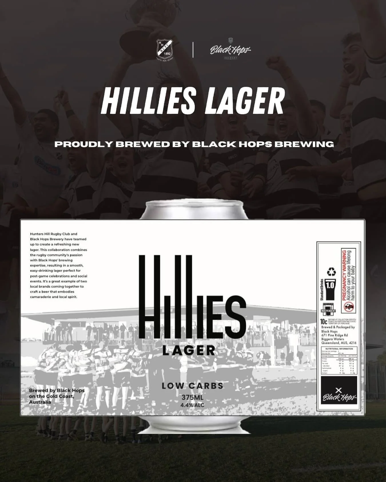 📣 ANNOUNCEMENT: &lsquo;HILLIES LAGER&rsquo; LAUNCHES AT BORONIA PARK 📣

Hunters Hill Rugby have collaborated with leading Craft Brewer - @blackhopsbeer to create Hillies Lager - an authentic and refreshing beer that will be on sale at Boronia for t